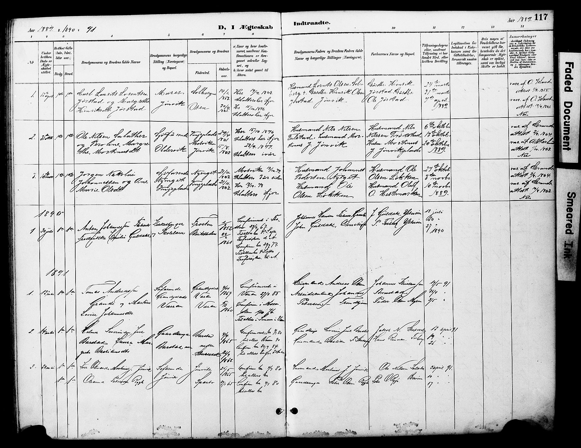 Ministerialprotokoller, klokkerbøker og fødselsregistre - Nord-Trøndelag, SAT/A-1458/722/L0226: Parish register (copy) no. 722C02, 1889-1927, p. 117