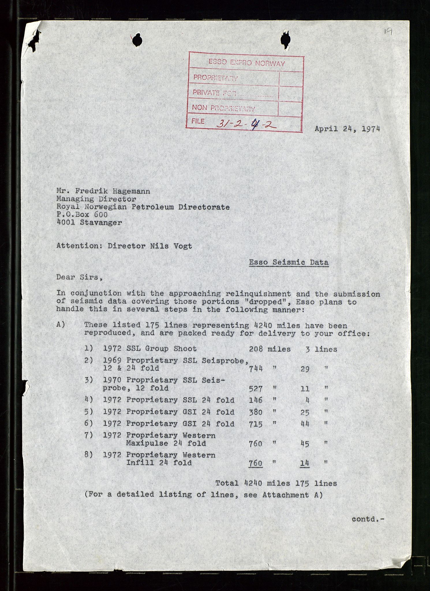 Pa 1512 - Esso Exploration and Production Norway Inc., AV/SAST-A-101917/E/Ea/L0016: Sak og korrespondanse, 1965-1974, p. 3