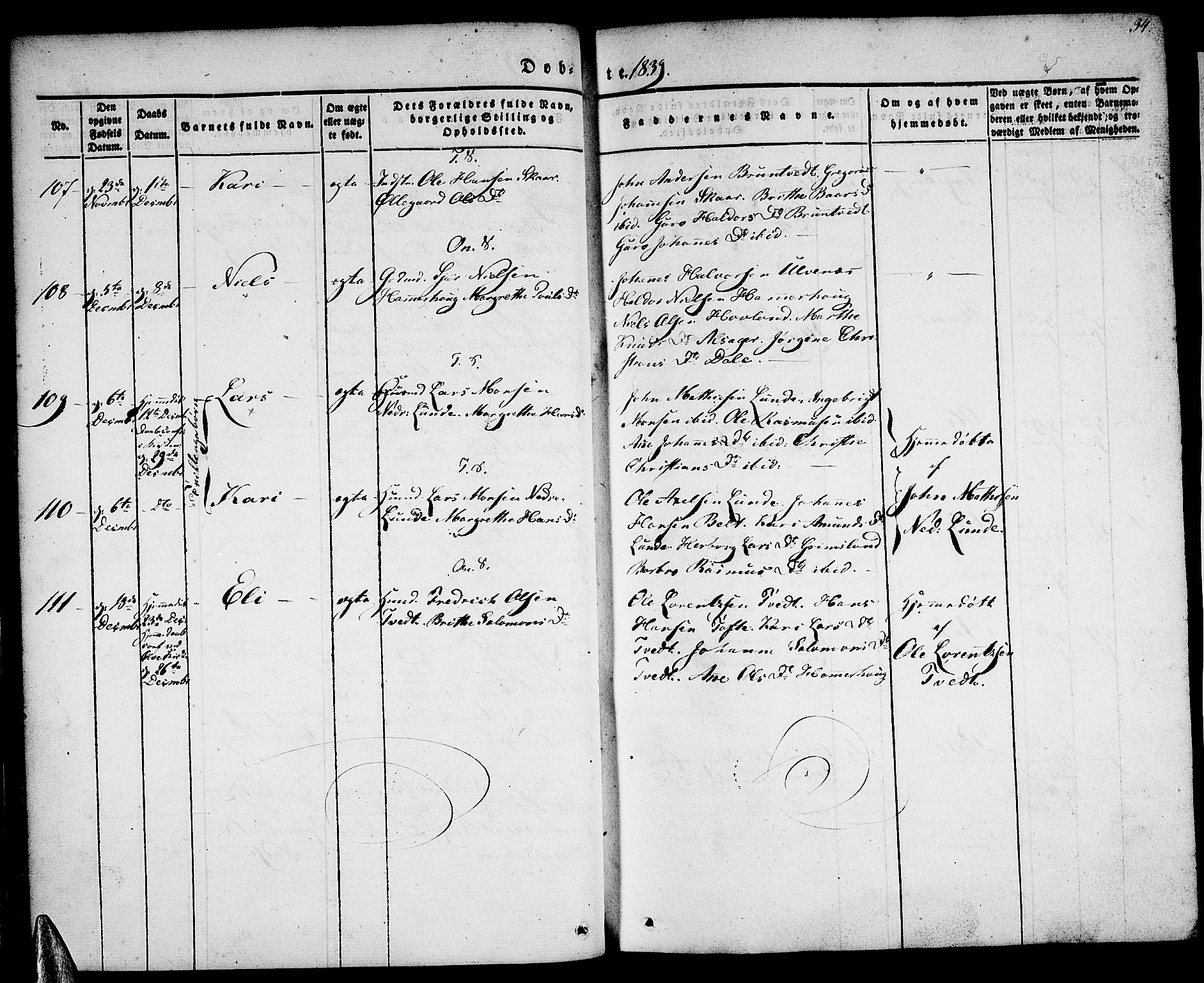 Tysnes sokneprestembete, AV/SAB-A-78601/H/Haa: Parish register (official) no. A 9, 1837-1848, p. 34
