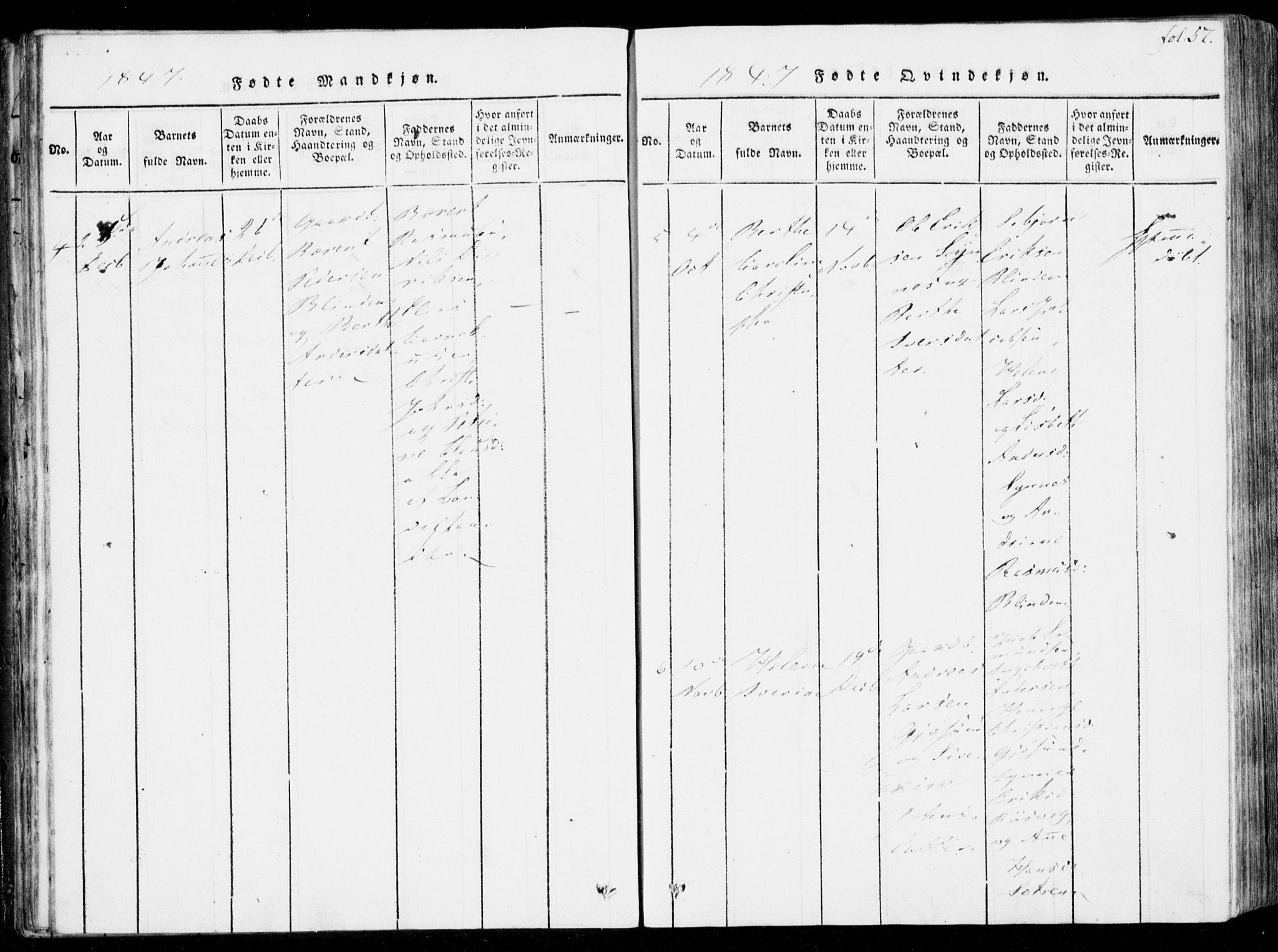 Ministerialprotokoller, klokkerbøker og fødselsregistre - Møre og Romsdal, SAT/A-1454/537/L0517: Parish register (official) no. 537A01, 1818-1862, p. 57