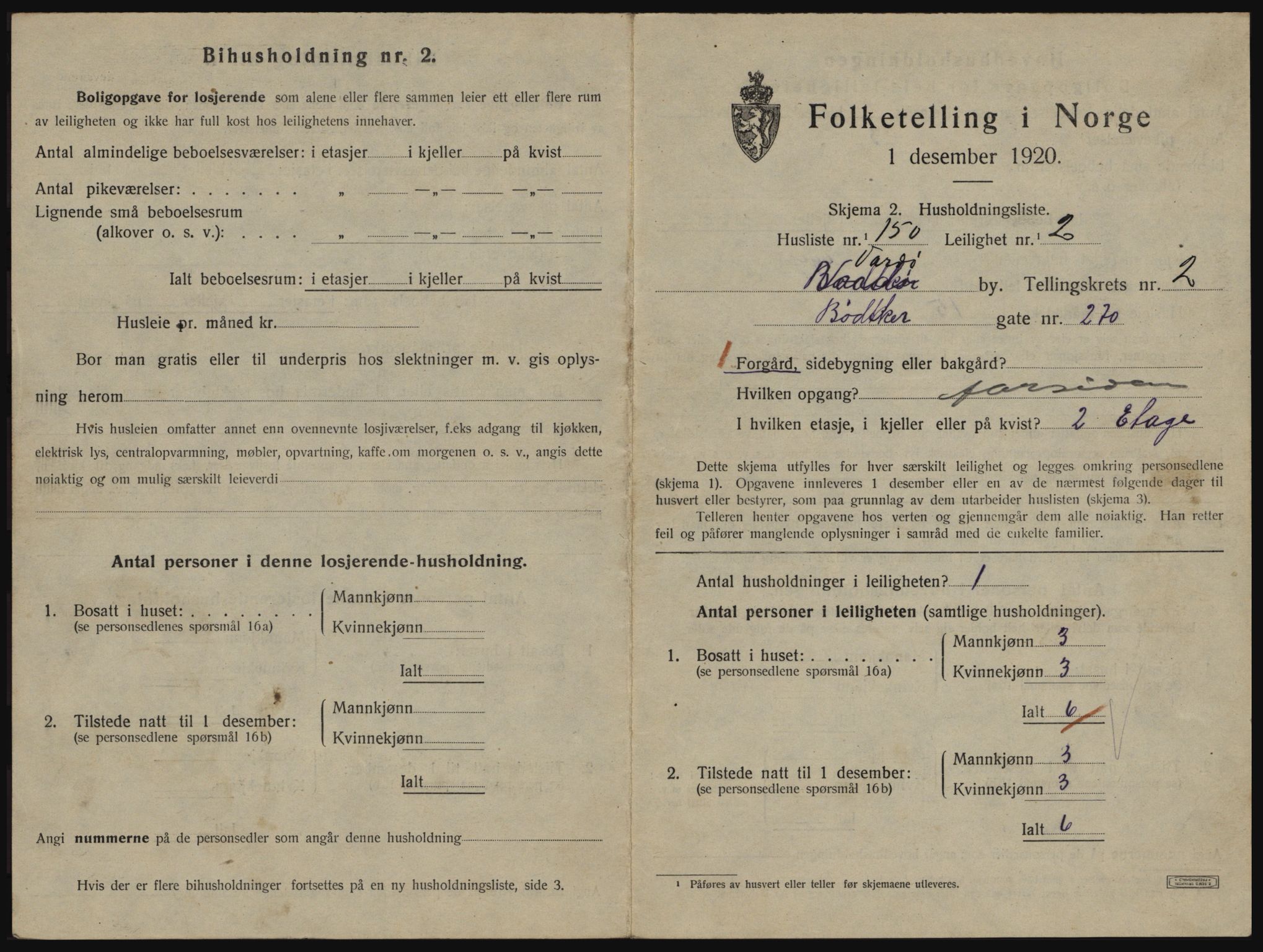 SATØ, 1920 census for Vardø, 1920, p. 2319