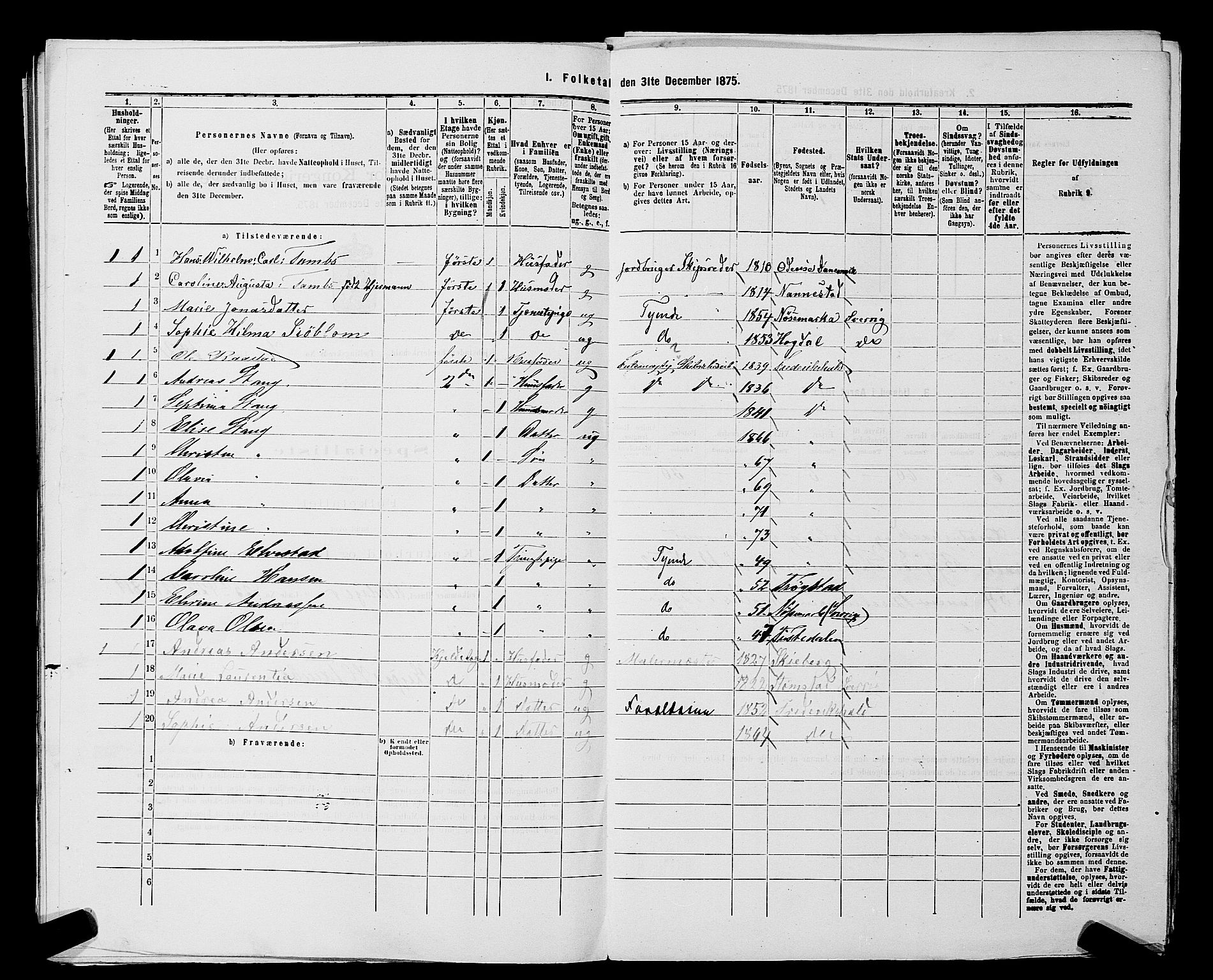RA, 1875 census for 0101P Fredrikshald, 1875, p. 938