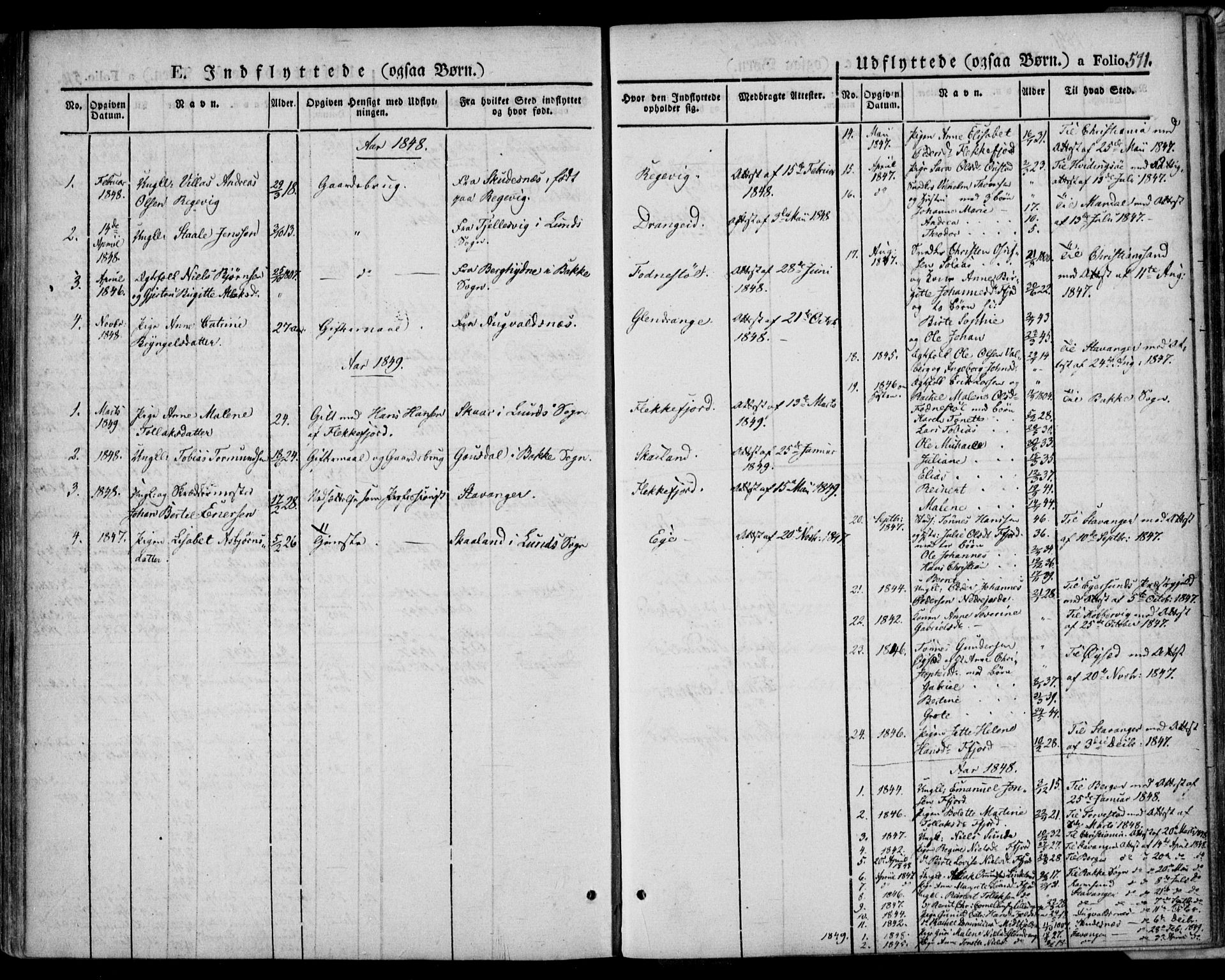Flekkefjord sokneprestkontor, SAK/1111-0012/F/Fa/Fac/L0004: Parish register (official) no. A 4, 1841-1849, p. 571