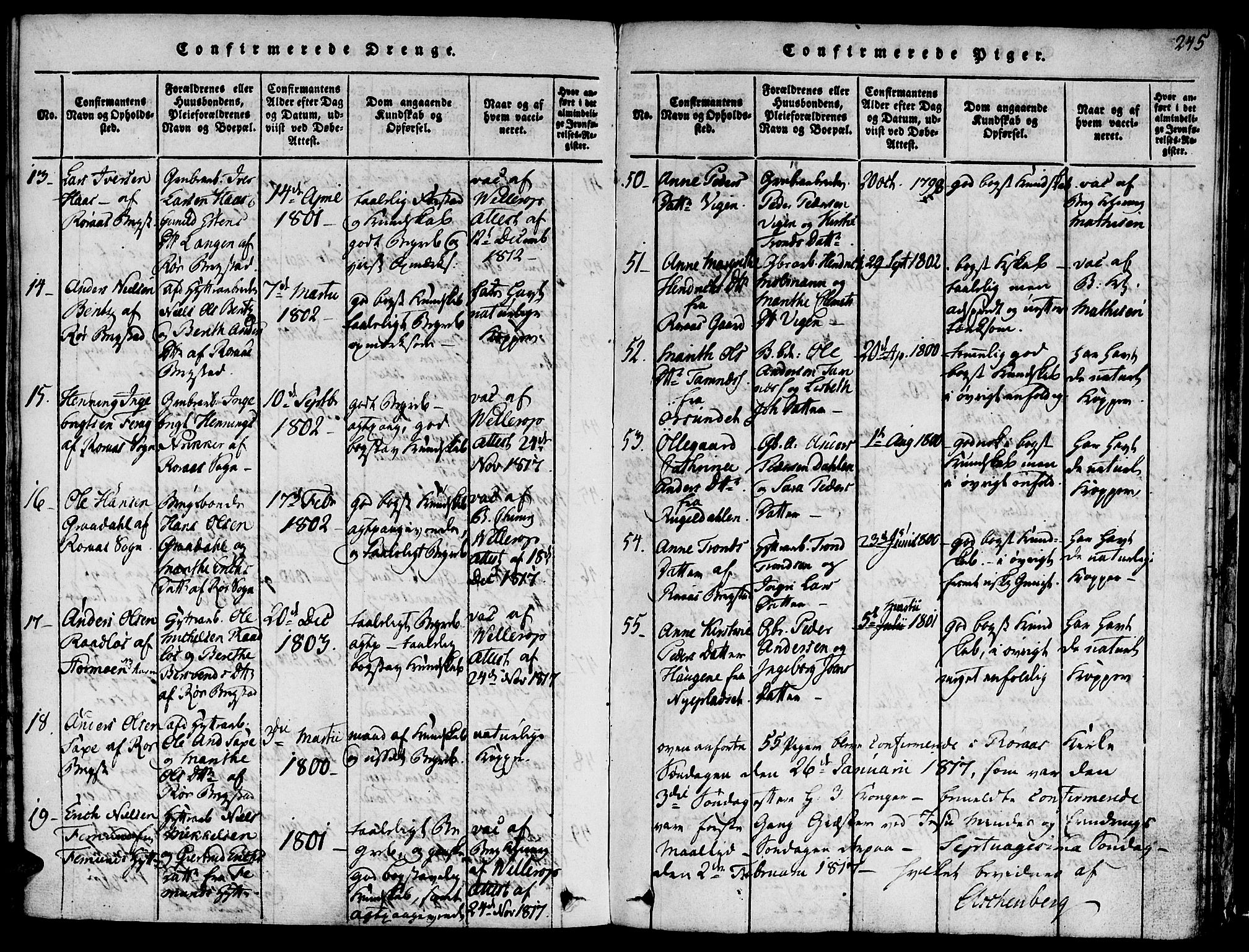 Ministerialprotokoller, klokkerbøker og fødselsregistre - Sør-Trøndelag, AV/SAT-A-1456/681/L0929: Parish register (official) no. 681A07, 1817-1828, p. 245