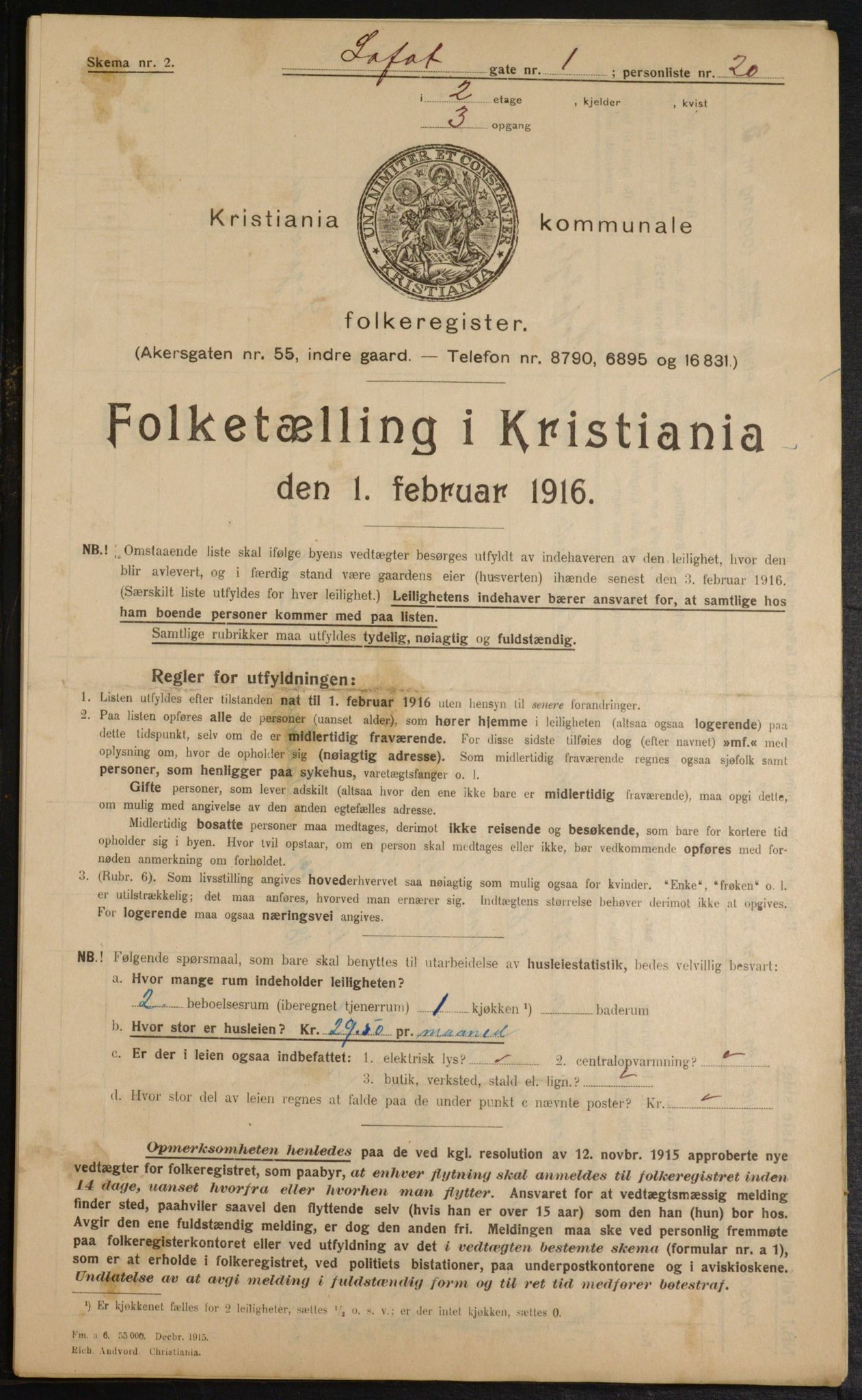 OBA, Municipal Census 1916 for Kristiania, 1916, p. 59663