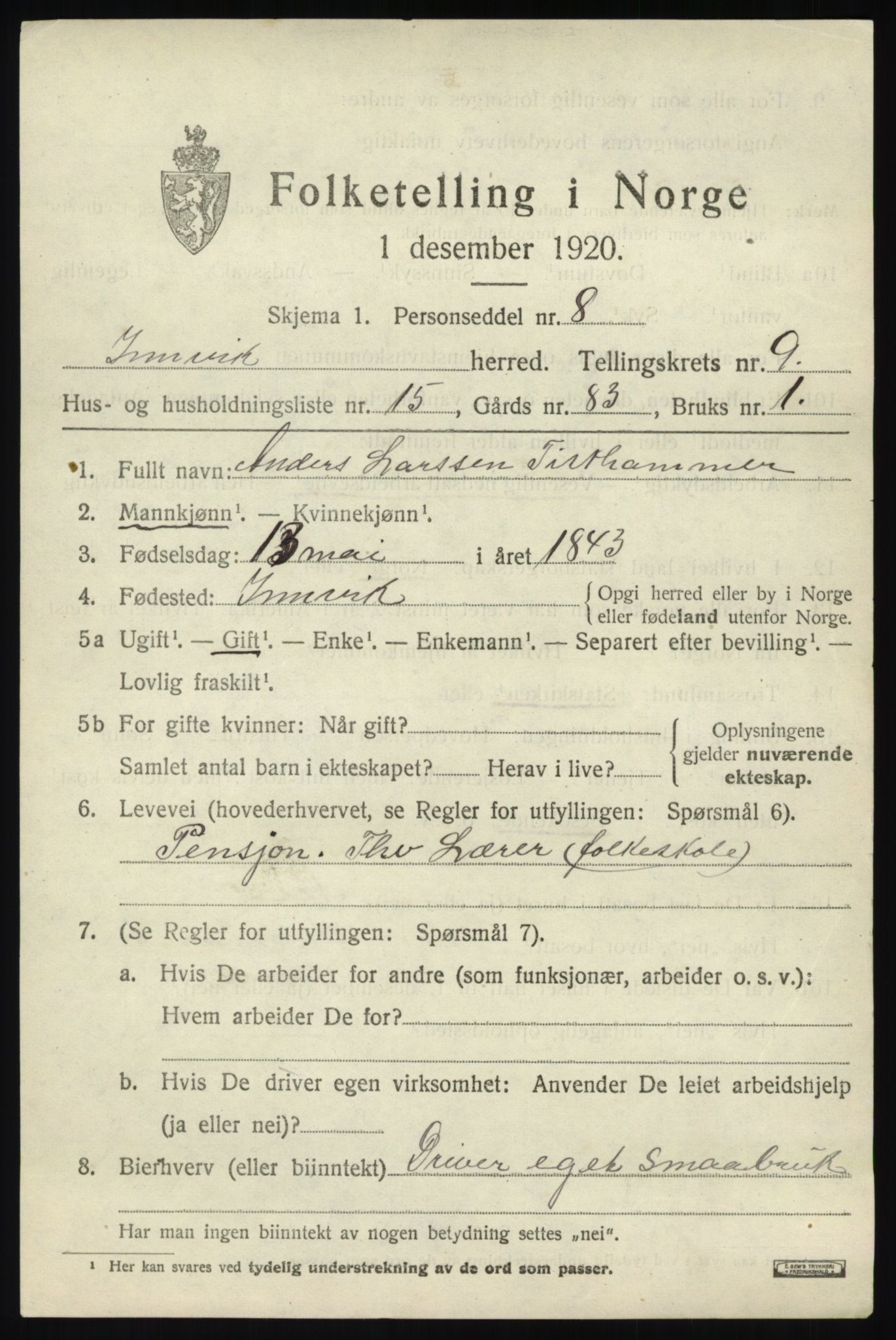 SAB, 1920 census for Innvik, 1920, p. 4101