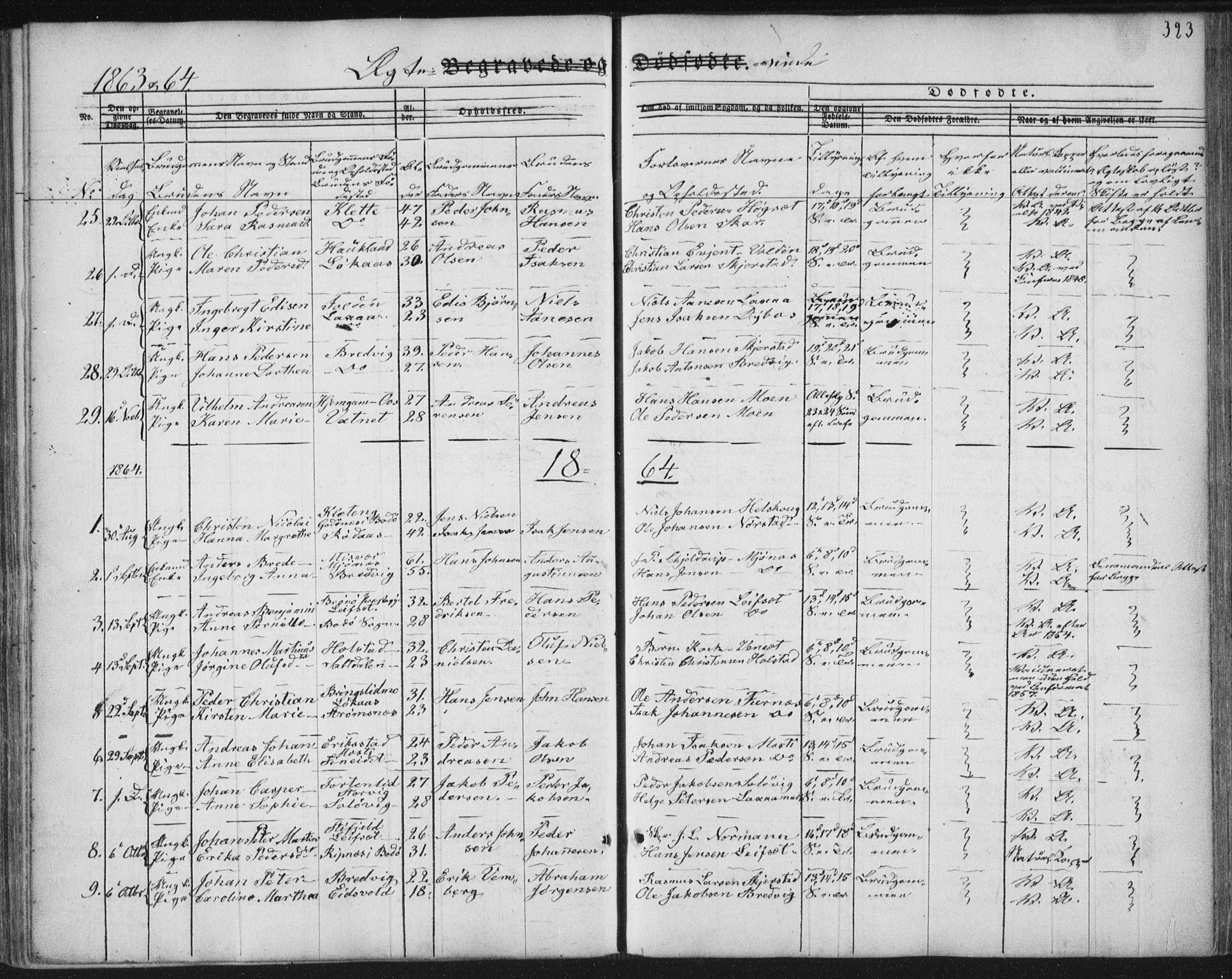 SAT, Ministerialprotokoller, klokkerbøker og fødselsregistre - Nordland, SAT/A-1459/852/L0738Parish register (official) no. 852A08, 1849-1865, p. 323
