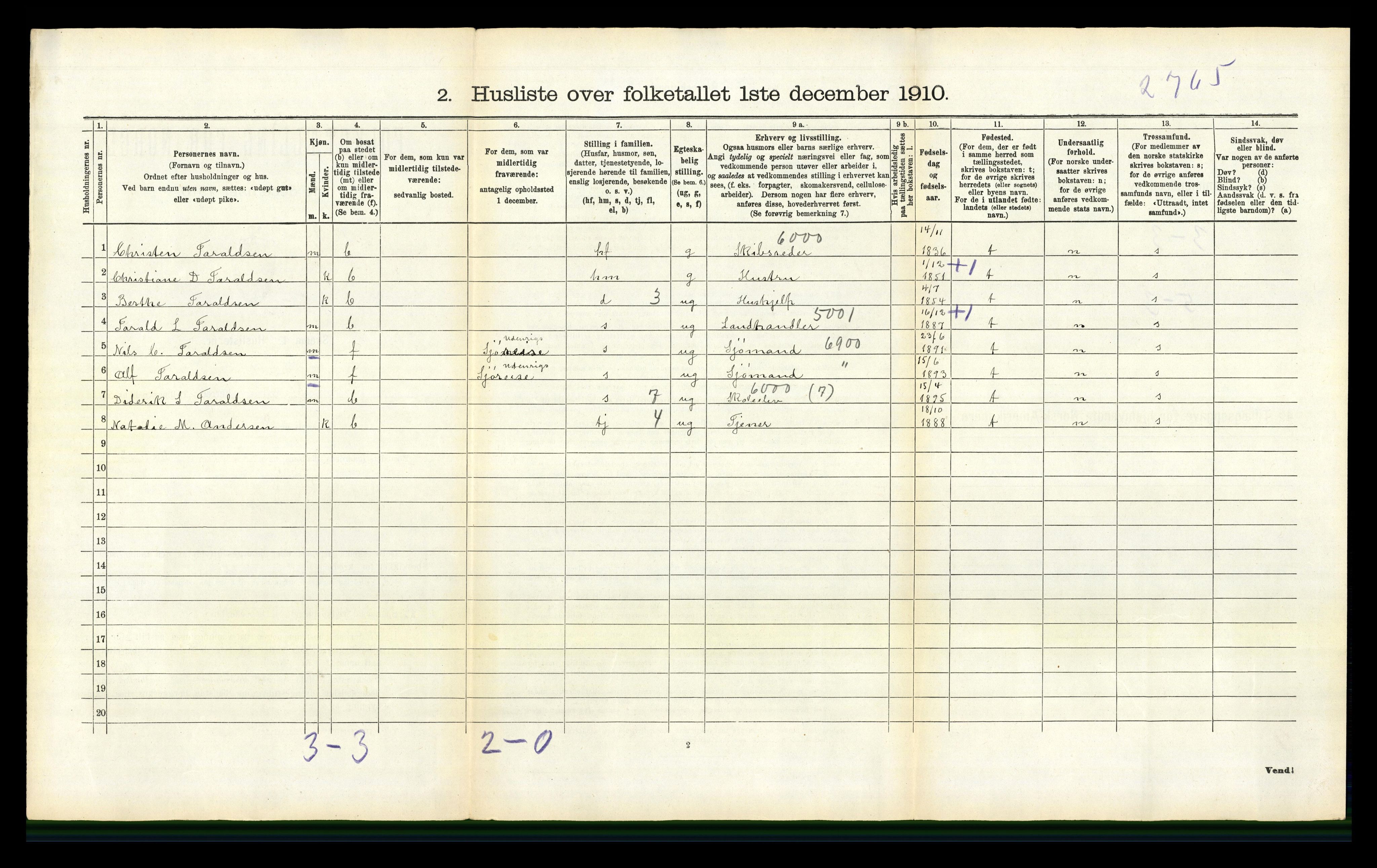 RA, 1910 census for Flosta, 1910, p. 486