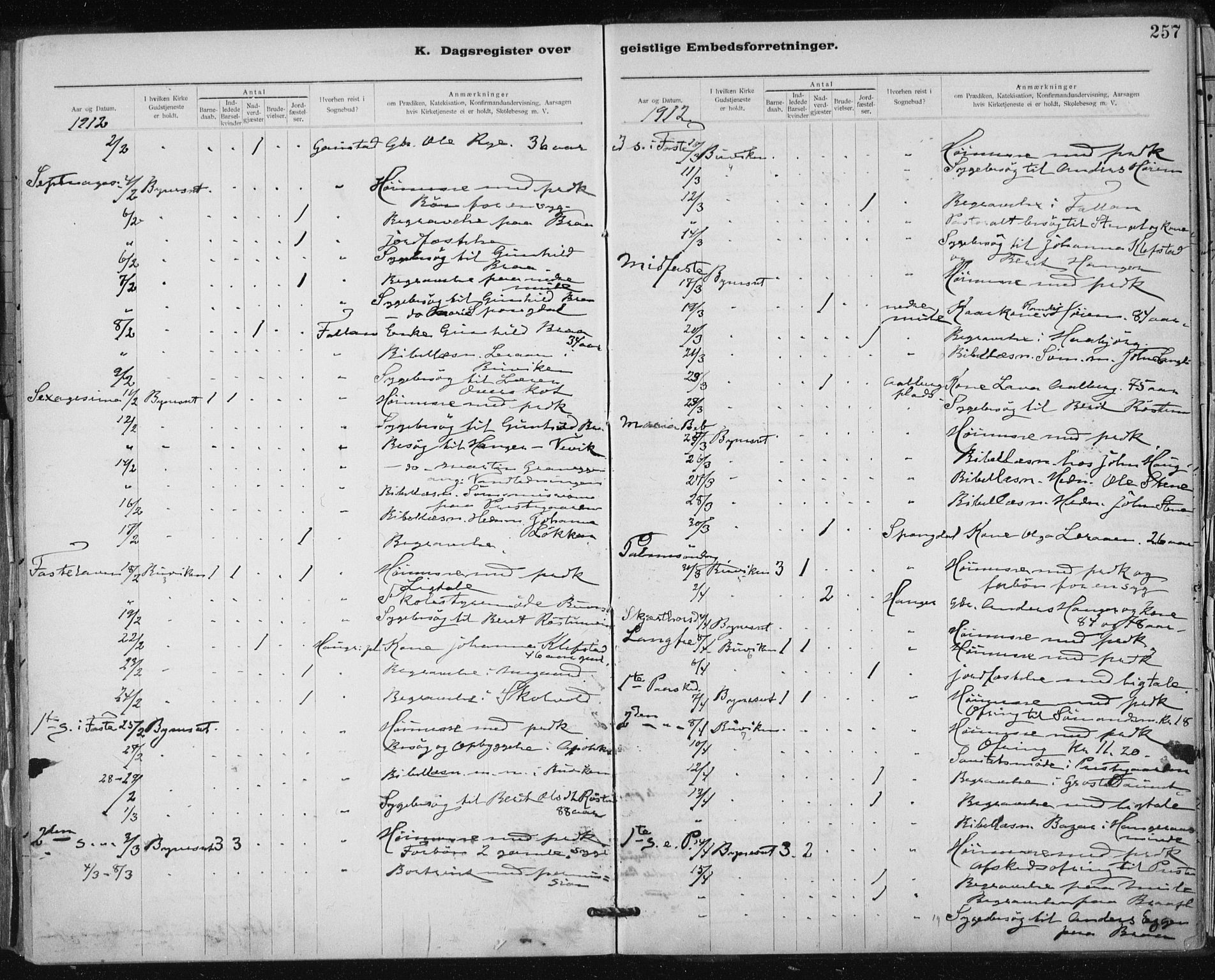 Ministerialprotokoller, klokkerbøker og fødselsregistre - Sør-Trøndelag, SAT/A-1456/612/L0381: Parish register (official) no. 612A13, 1907-1923, p. 257