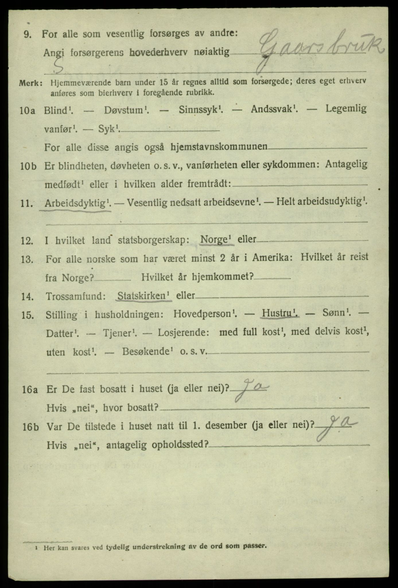 SAB, 1920 census for Sund, 1920, p. 3878