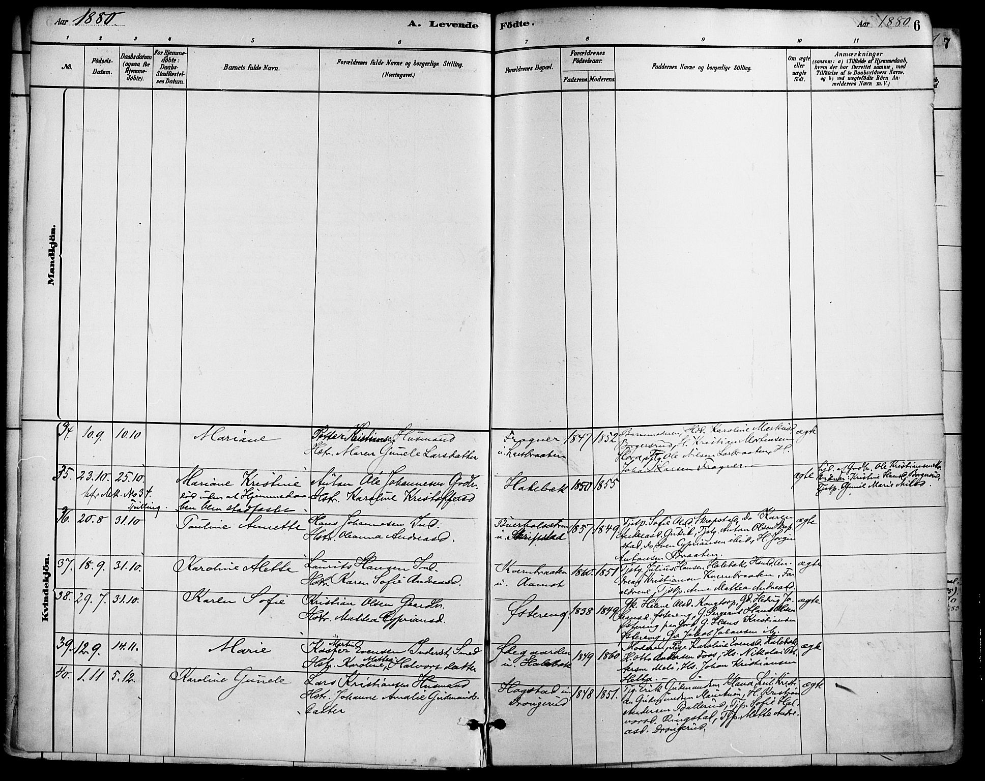 Høland prestekontor Kirkebøker, AV/SAO-A-10346a/F/Fa/L0013: Parish register (official) no. I 13, 1880-1897, p. 6