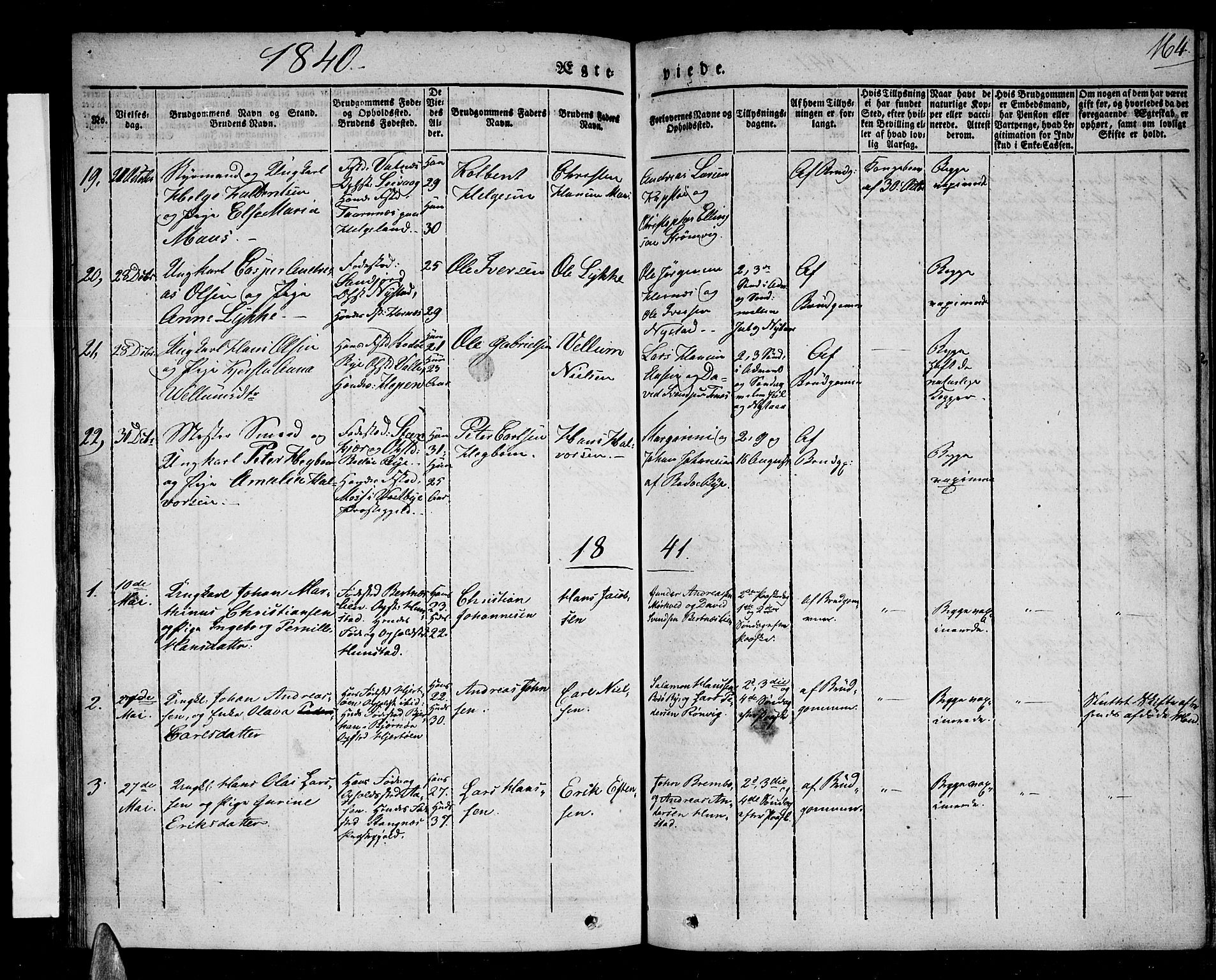 Ministerialprotokoller, klokkerbøker og fødselsregistre - Nordland, AV/SAT-A-1459/801/L0006: Parish register (official) no. 801A06, 1834-1845, p. 164