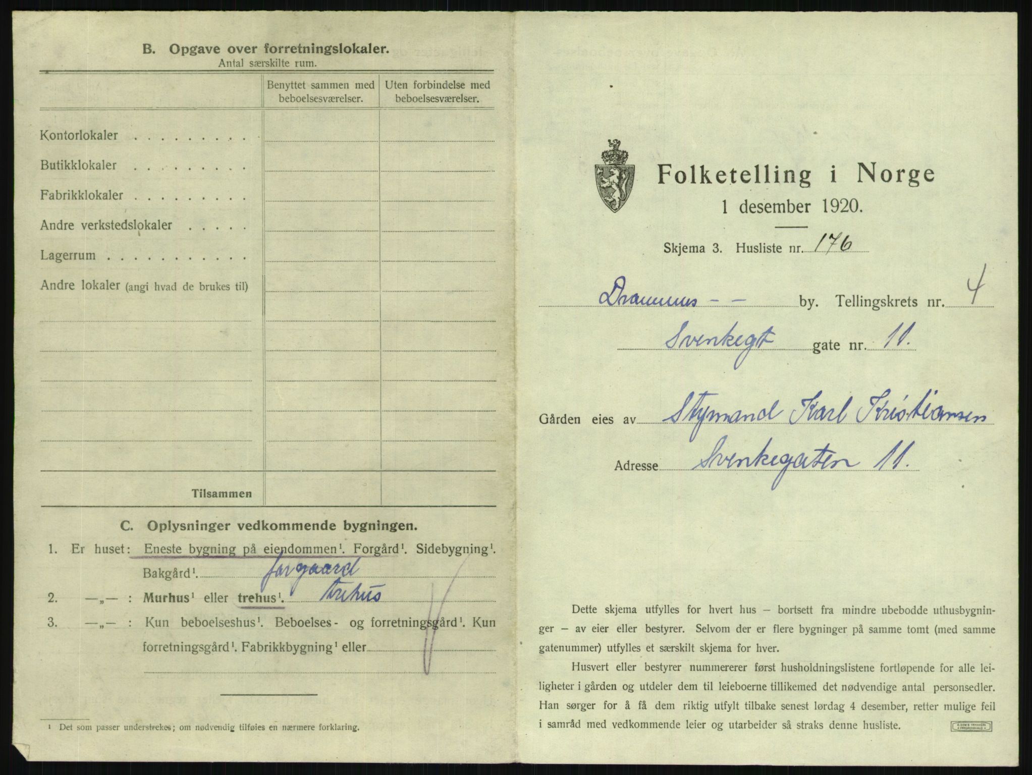 SAKO, 1920 census for Drammen, 1920, p. 2084