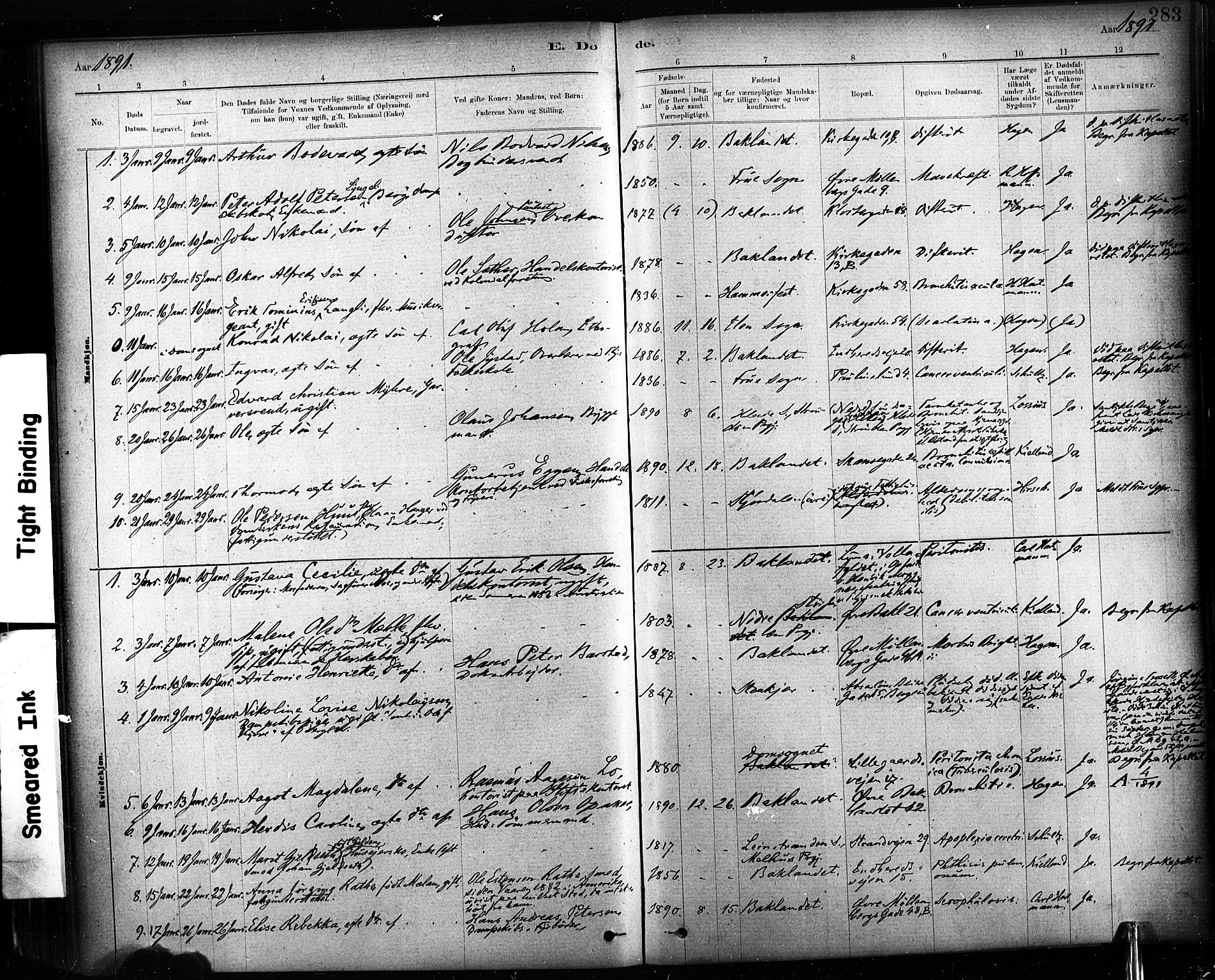 Ministerialprotokoller, klokkerbøker og fødselsregistre - Sør-Trøndelag, SAT/A-1456/604/L0189: Parish register (official) no. 604A10, 1878-1892, p. 283