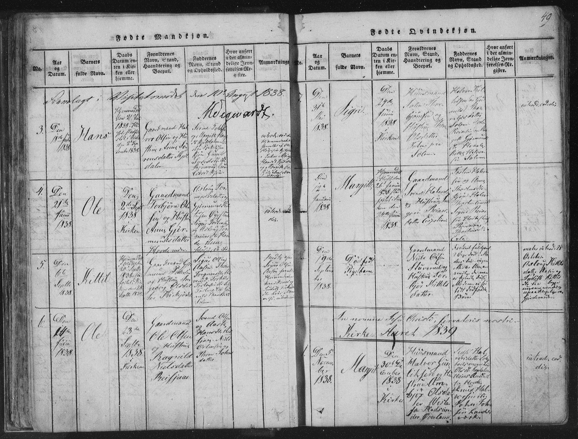 Hjartdal kirkebøker, AV/SAKO-A-270/F/Fc/L0001: Parish register (official) no. III 1, 1815-1843, p. 49