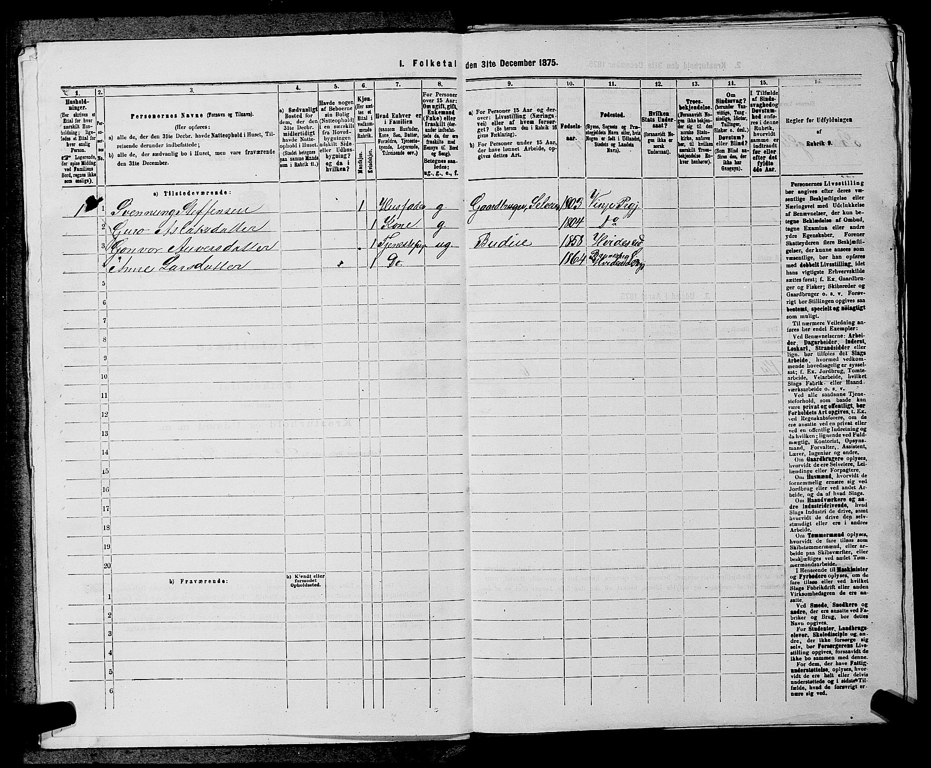 SAKO, 1875 census for 0829P Kviteseid, 1875, p. 768