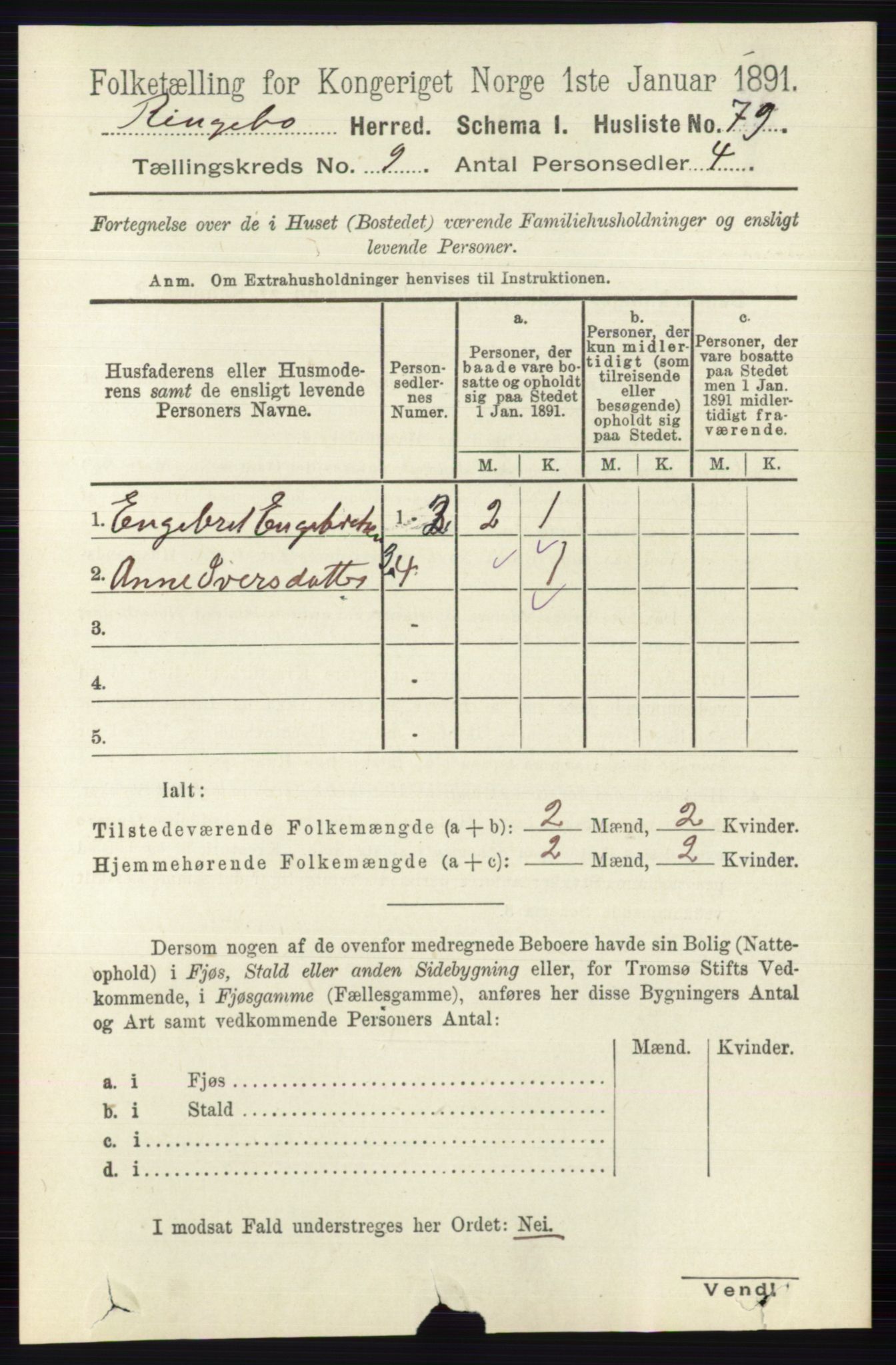 RA, 1891 census for 0520 Ringebu, 1891, p. 4241