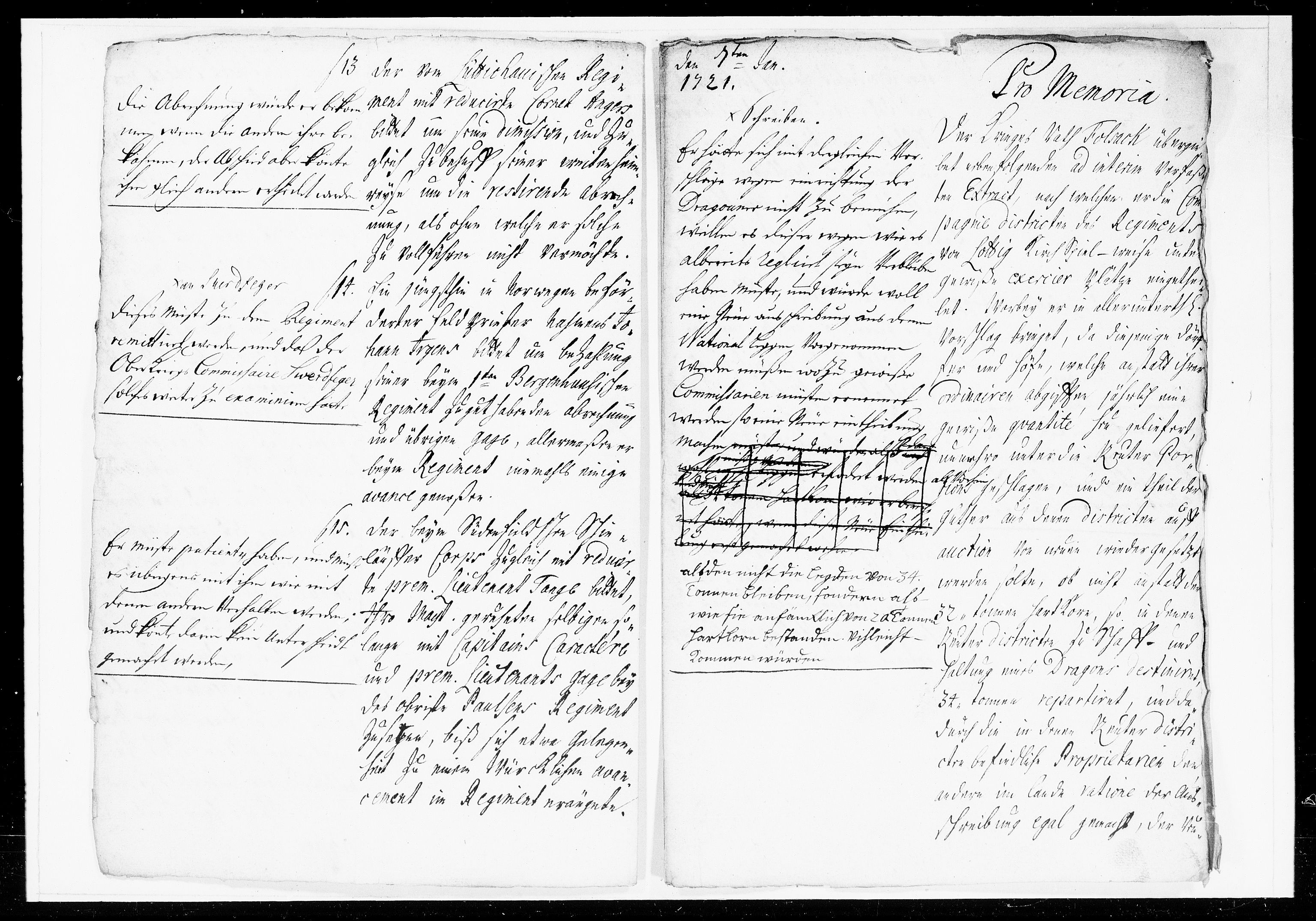 Krigskollegiet, Krigskancelliet, DRA/A-0006/-/1061-1064: Refererede sager, 1721, p. 6