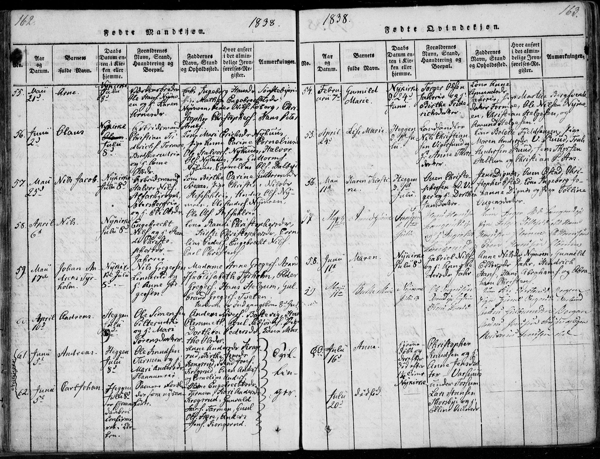 Modum kirkebøker, SAKO/A-234/F/Fa/L0006: Parish register (official) no. 6, 1832-1841, p. 162-163