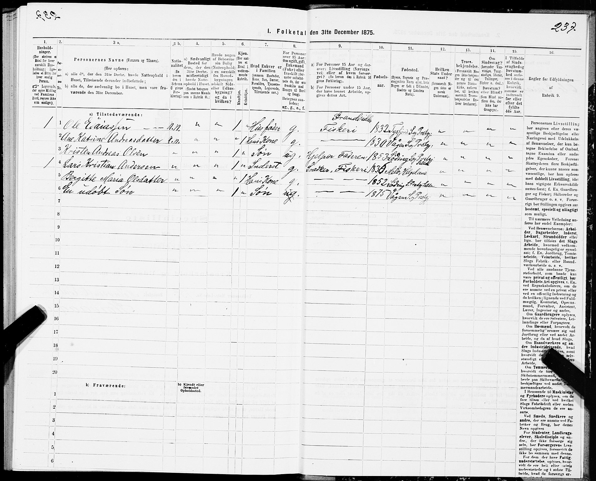 SAT, 1875 census for 1865P Vågan, 1875, p. 1237