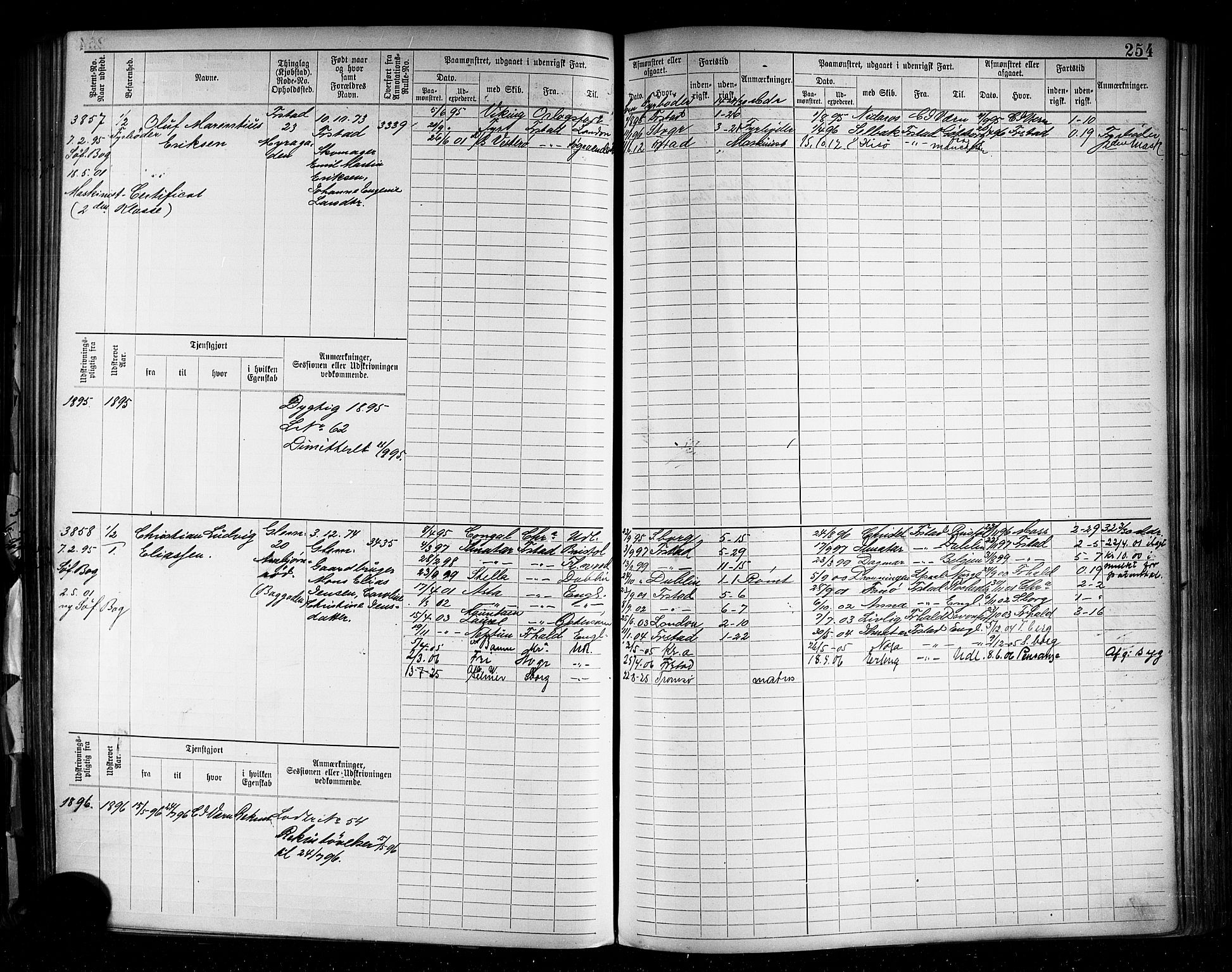 Fredrikstad mønstringskontor, SAO/A-10569b/F/Fc/Fcb/L0014: Hovedrulle, 1892-1898, p. 254