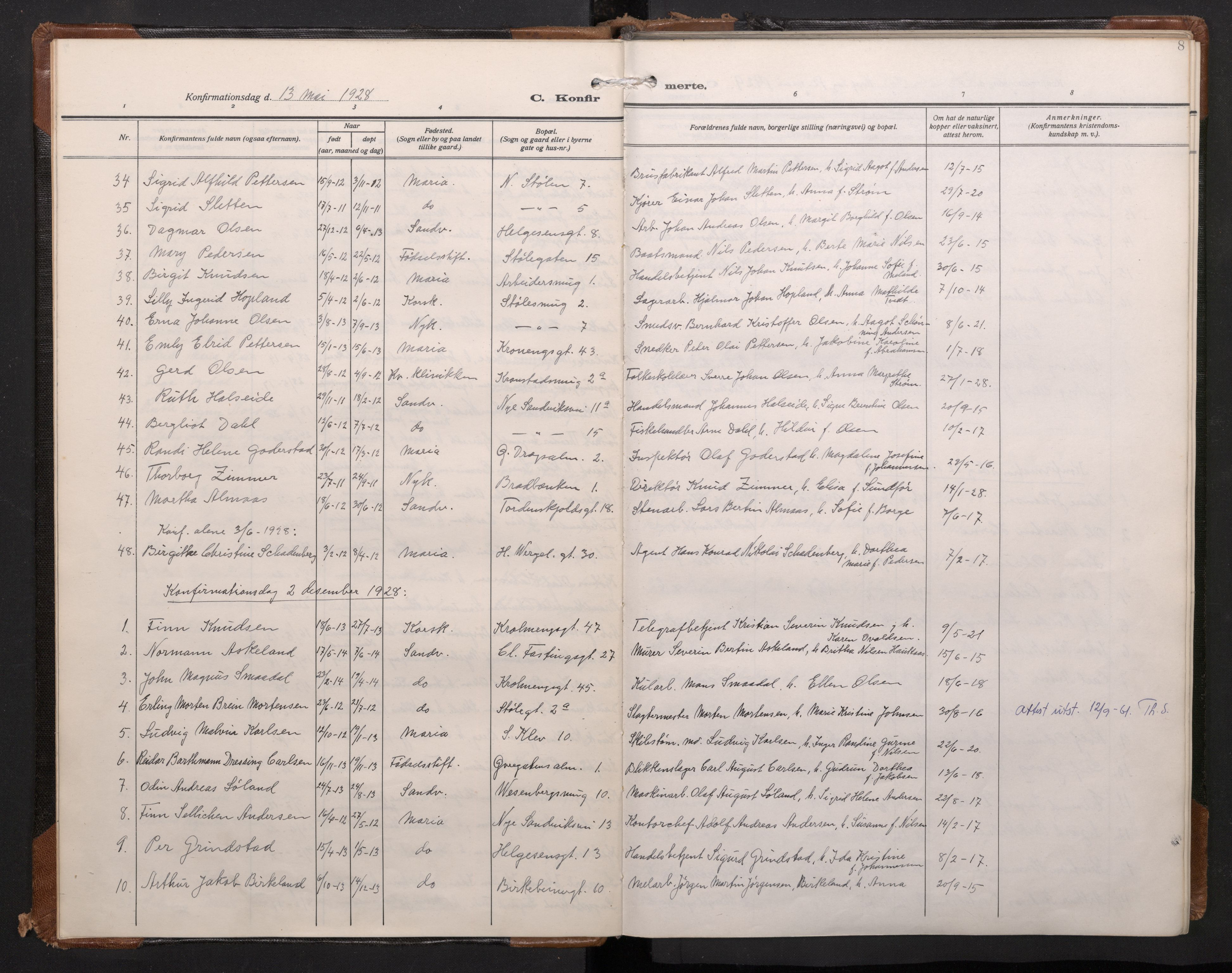Mariakirken Sokneprestembete, AV/SAB-A-76901/H/Haa/L0016: Parish register (official) no. C 4, 1927-1938, p. 7b-8a