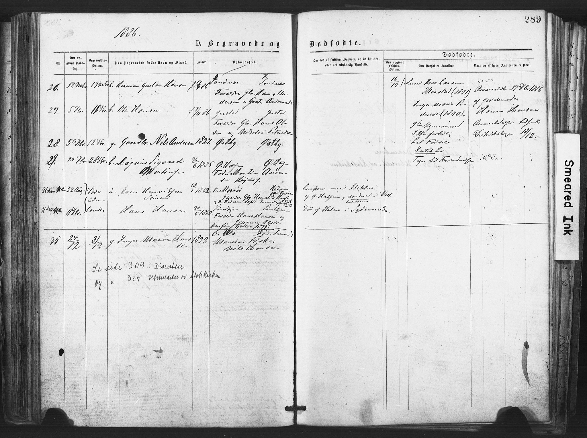 Tjølling kirkebøker, AV/SAKO-A-60/F/Fa/L0008: Parish register (official) no. 8, 1877-1886, p. 289