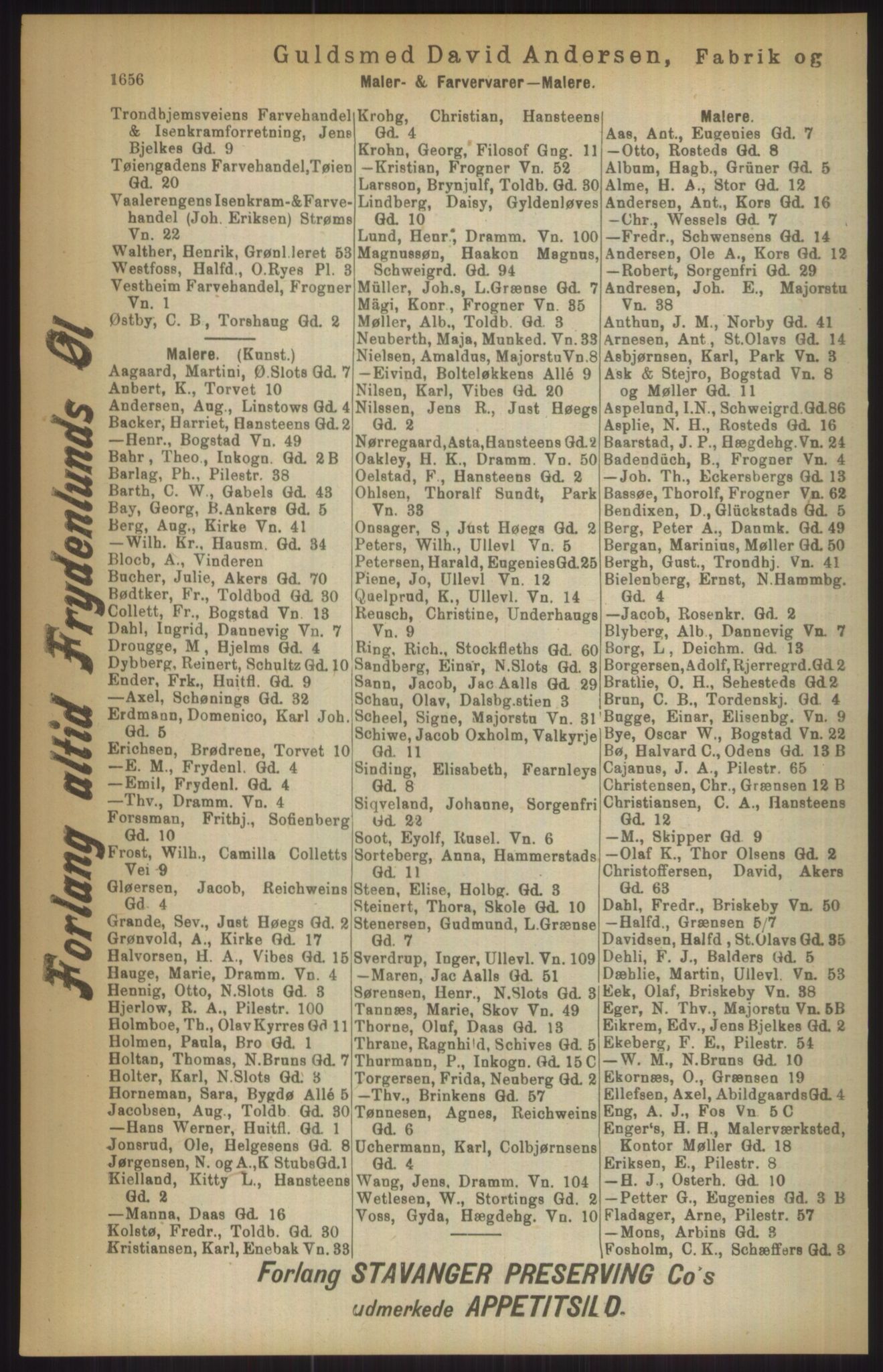 Kristiania/Oslo adressebok, PUBL/-, 1911, p. 1656