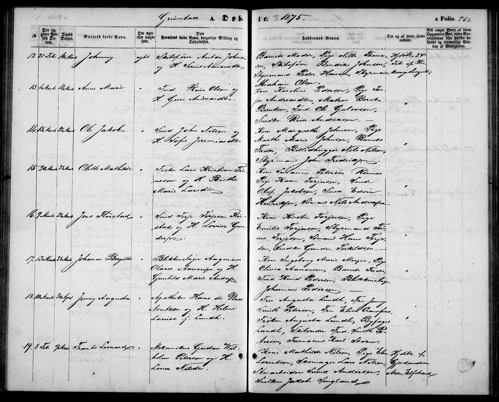 Fjære sokneprestkontor, SAK/1111-0011/F/Fb/L0009: Parish register (copy) no. B 9, 1867-1870, p. 262