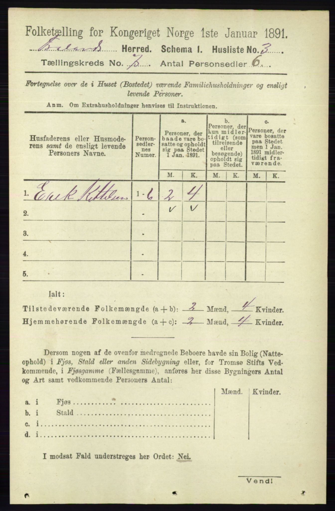 RA, 1891 census for 0919 Froland, 1891, p. 2627