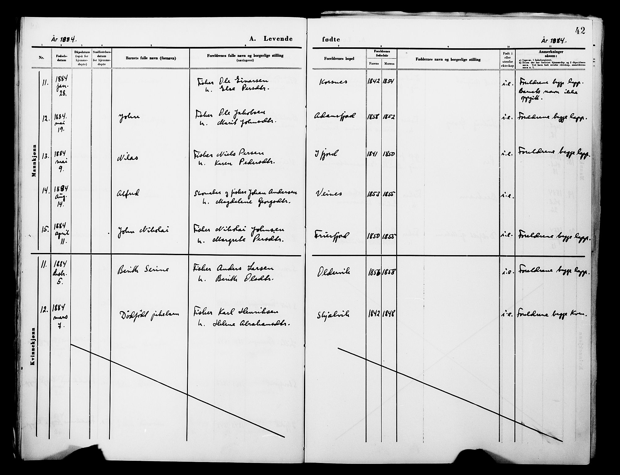 Lebesby sokneprestkontor, AV/SATØ-S-1353/H/Ha/L0004kirke: Parish register (official) no. 4, 1870-1902, p. 42