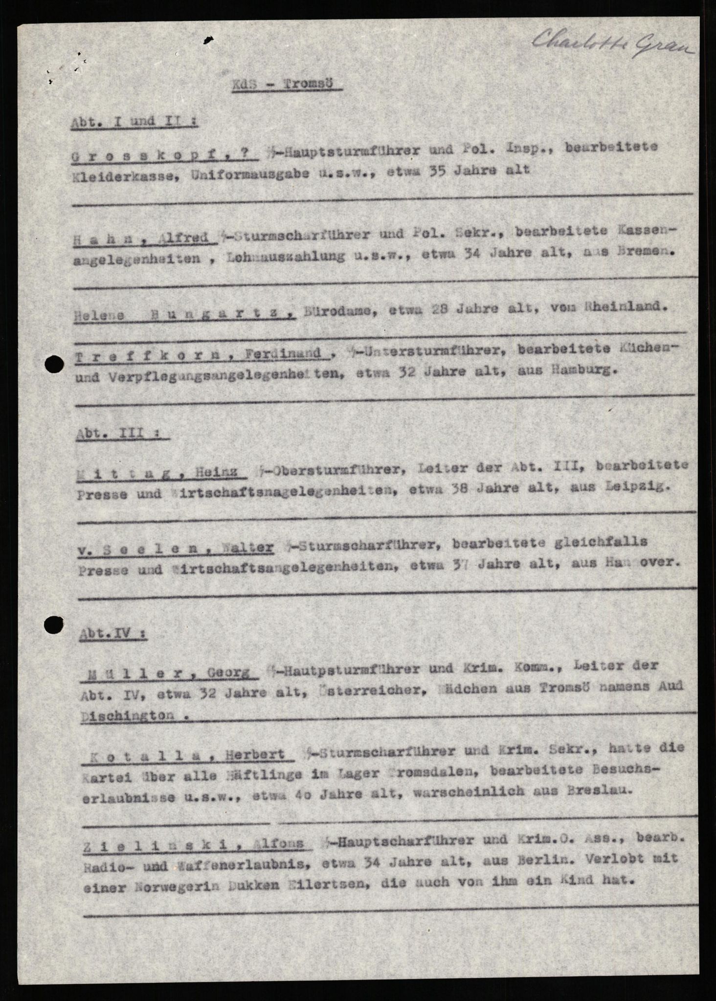 Forsvaret, Forsvarets overkommando II, AV/RA-RAFA-3915/D/Db/L0022: CI Questionaires. Tyske okkupasjonsstyrker i Norge. Tyskere., 1945-1946, p. 524