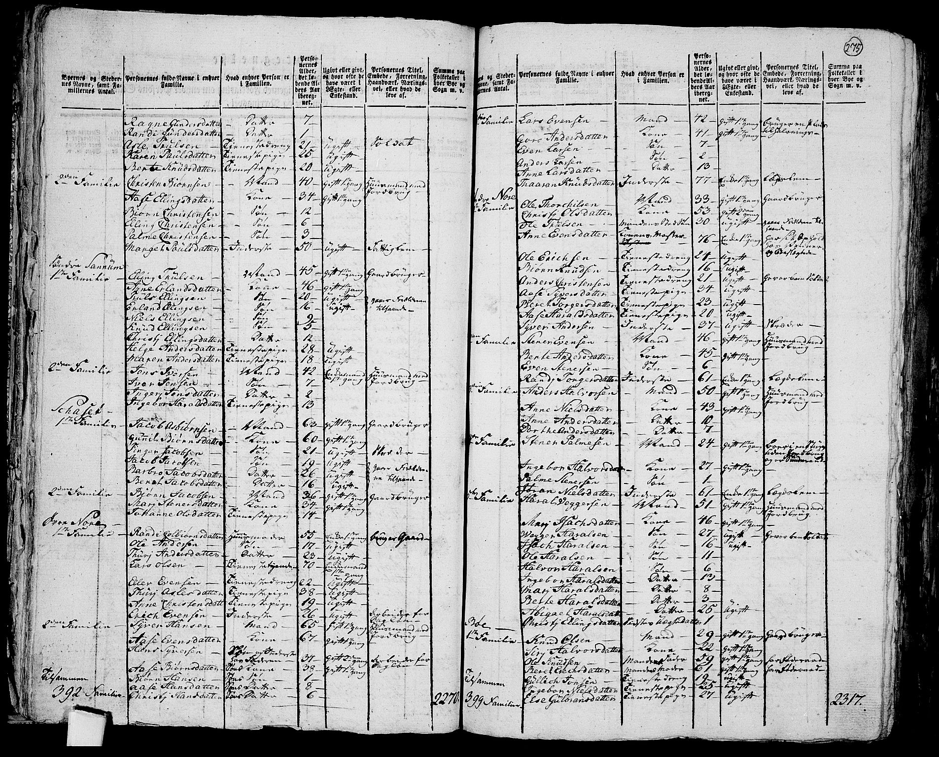 RA, 1801 census for 0621P Sigdal, 1801, p. 274b-275a