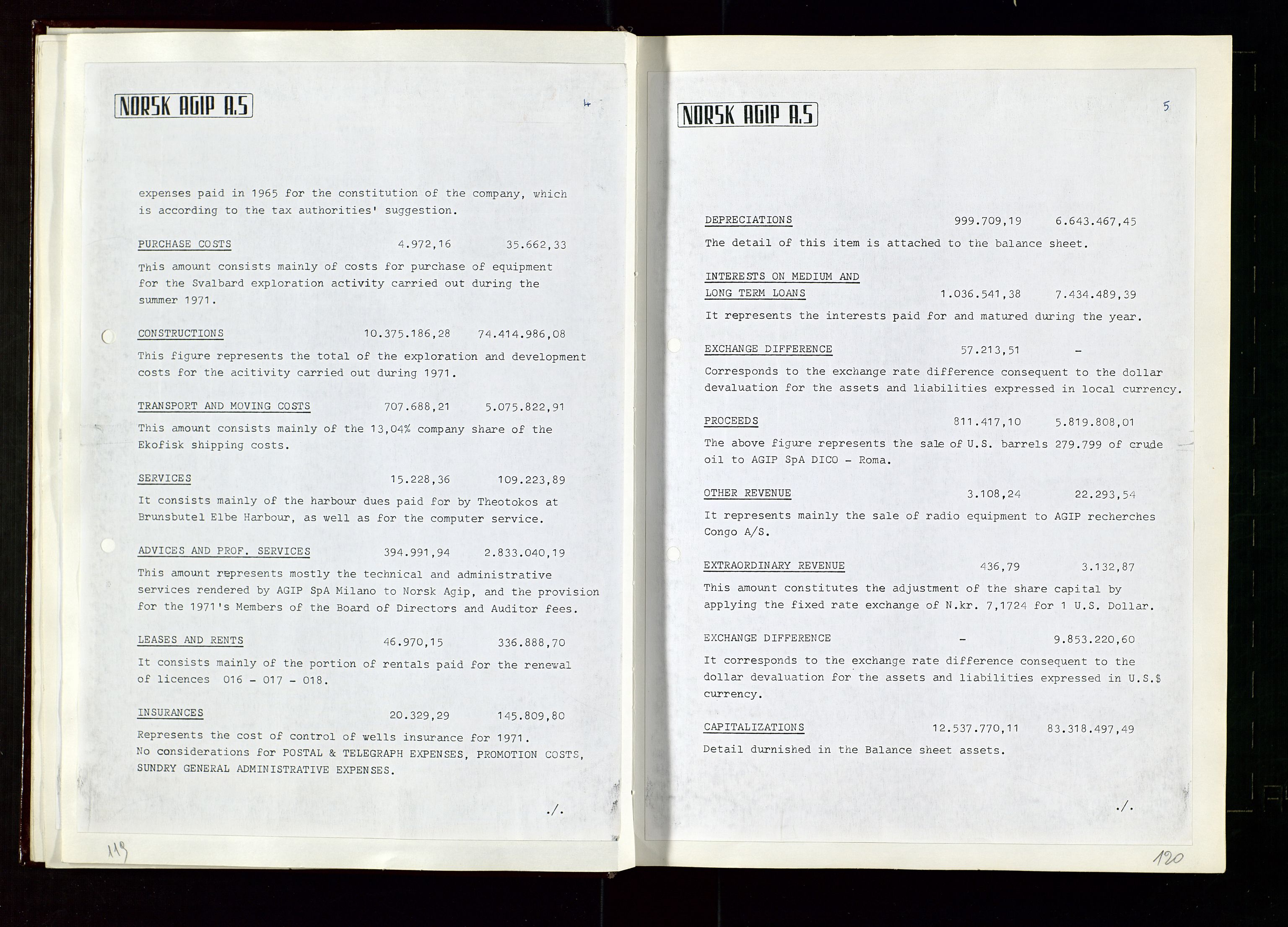 Pa 1583 - Norsk Agip AS, SAST/A-102138/A/Aa/L0002: General assembly and Board of Directors meeting minutes, 1972-1979, p. 119-120