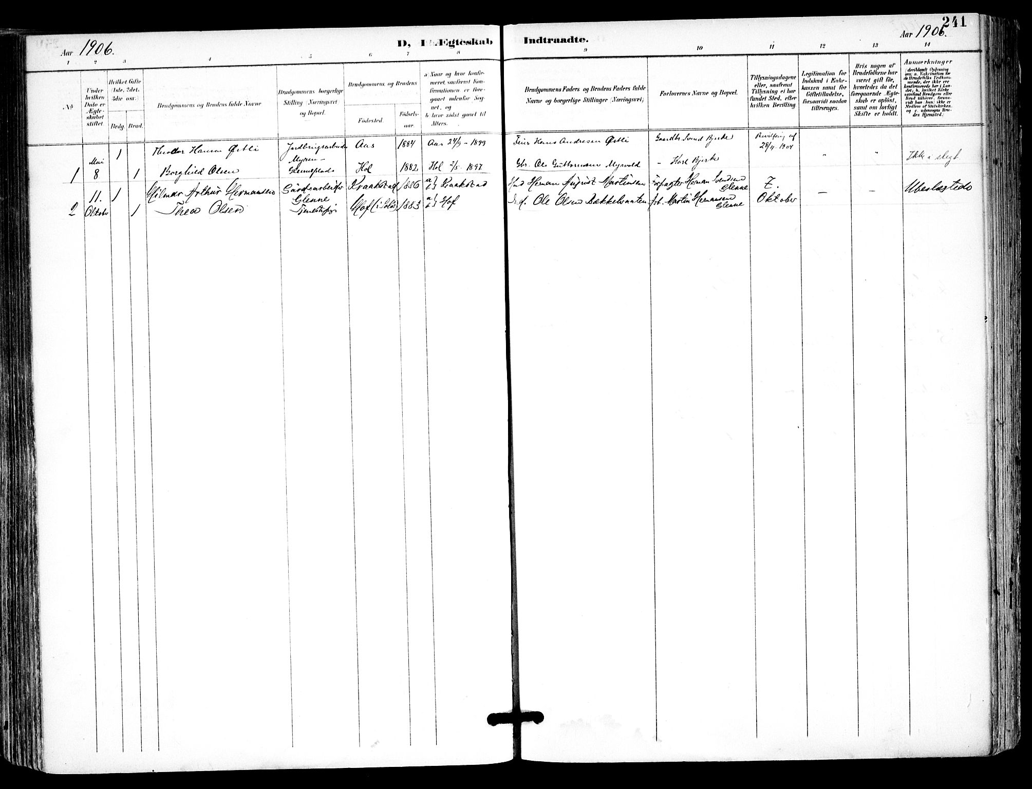 Kråkstad prestekontor Kirkebøker, SAO/A-10125a/F/Fa/L0010: Parish register (official) no. I 10, 1893-1931, p. 241