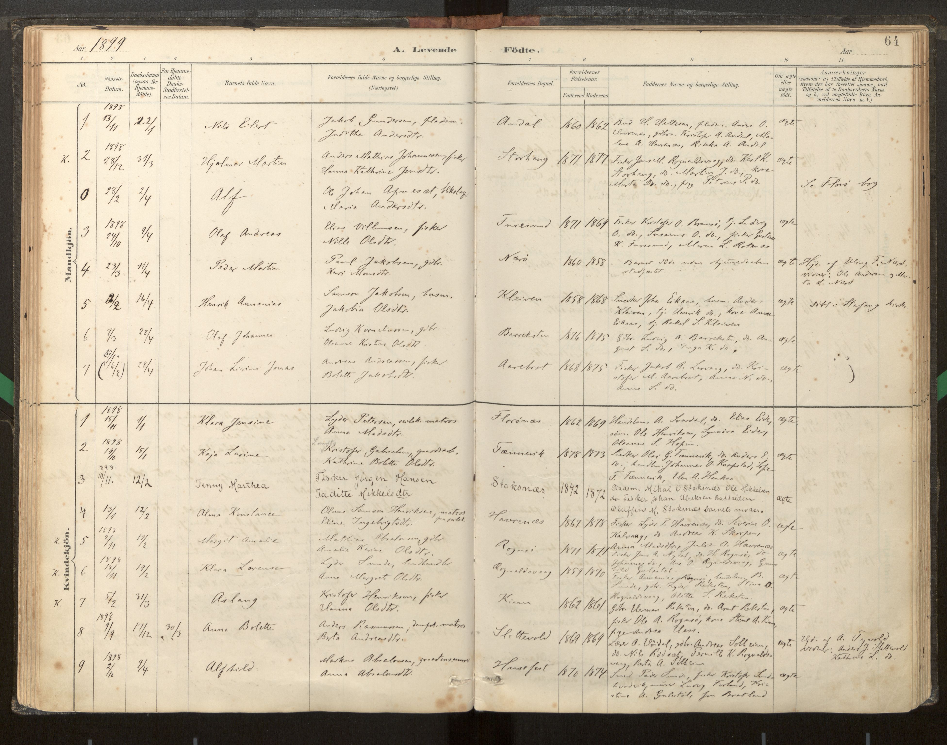 Kinn sokneprestembete, AV/SAB-A-80801/H/Haa/Haab/L0001: Parish register (official) no. B 1, 1886-1921, p. 64