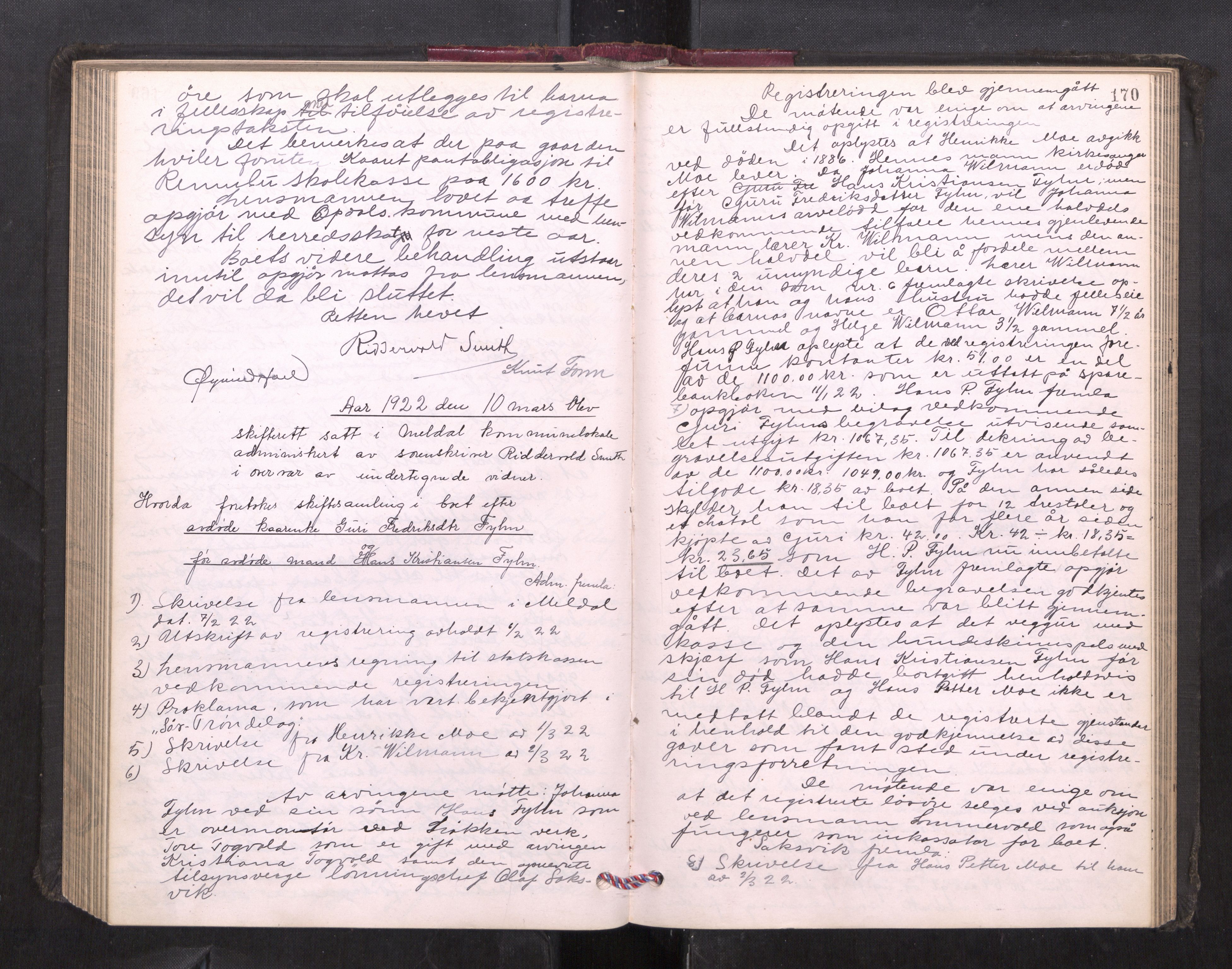 Orkdal sorenskriveri, AV/SAT-A-4169/1/3/3B/L0013: Skiftebehandlingsprotokoll, 1914-1925, p. 169b-170a
