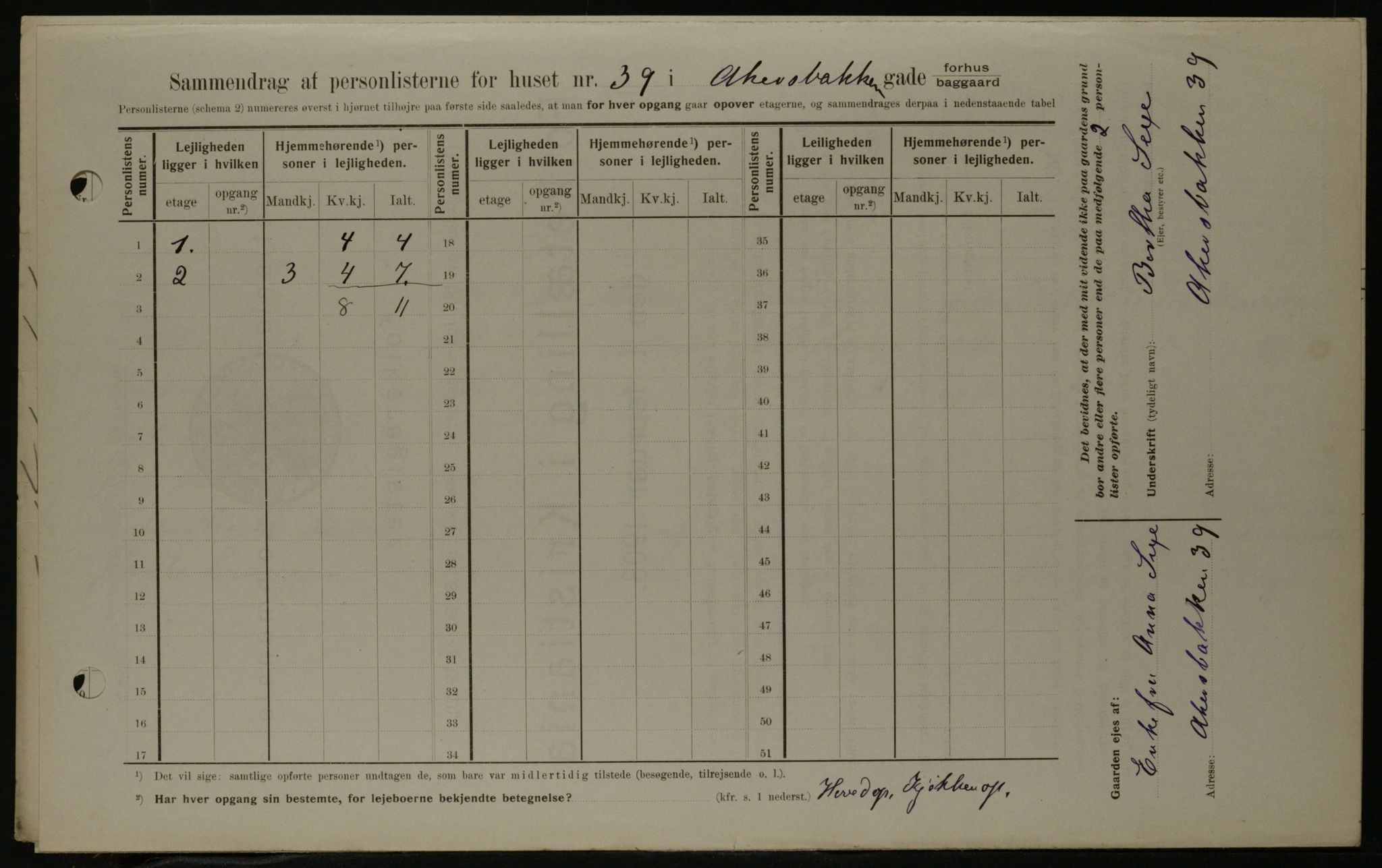 OBA, Municipal Census 1908 for Kristiania, 1908, p. 301