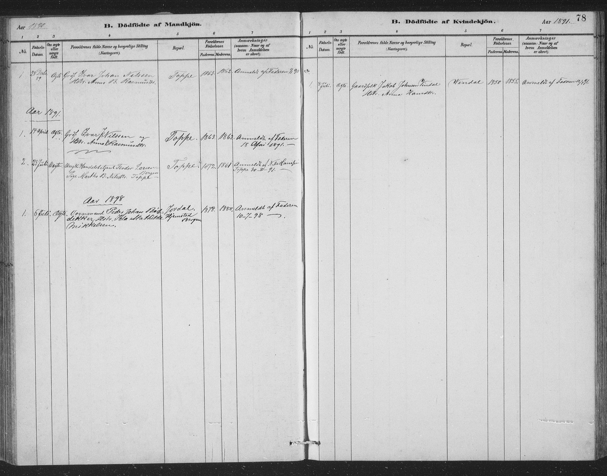 Åsane sokneprestembete, SAB/A-79401/H/Hab: Parish register (copy) no. A 2, 1885-1898, p. 78