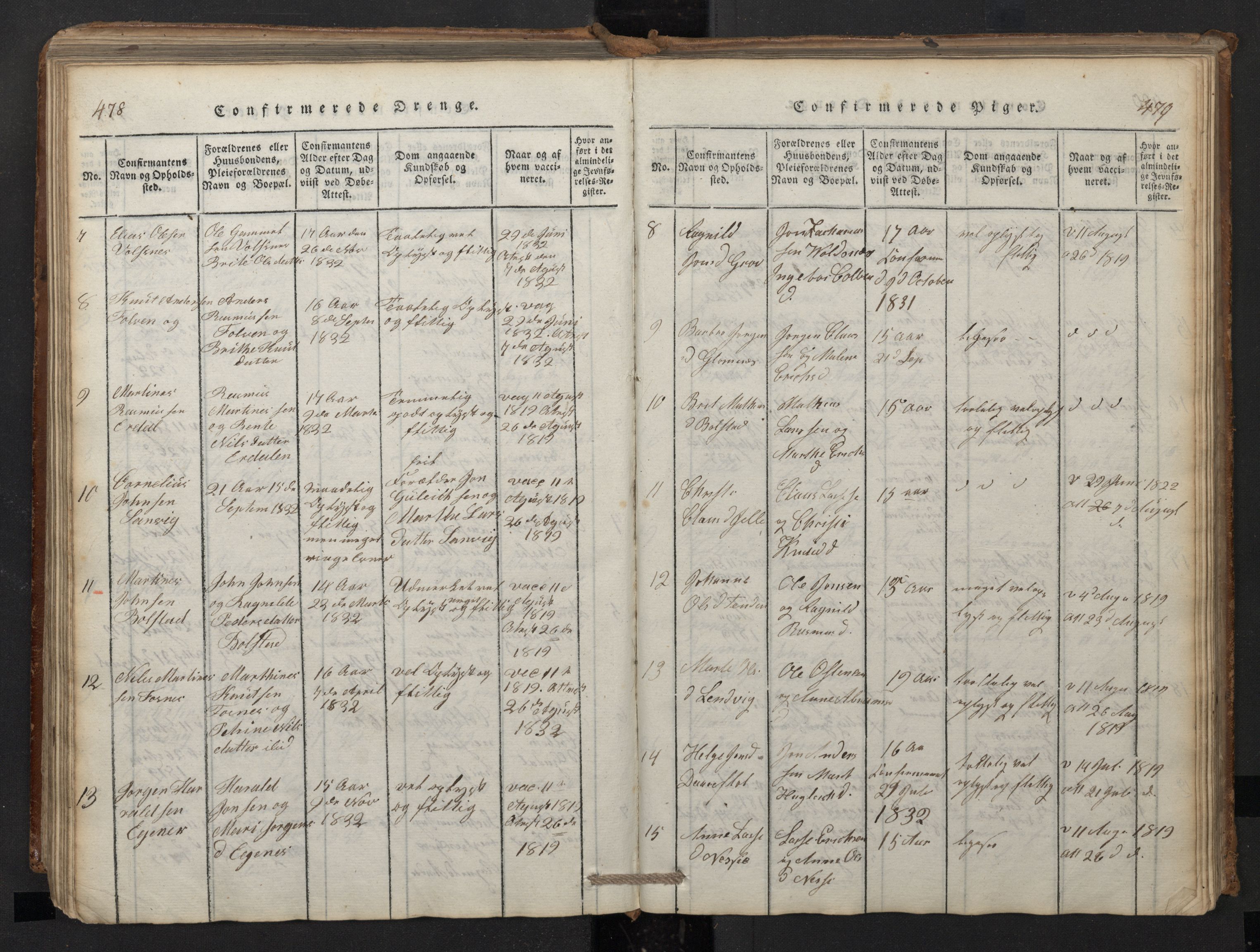 Stryn Sokneprestembete, SAB/A-82501: Parish register (copy) no. A 1, 1816-1844, p. 478-479