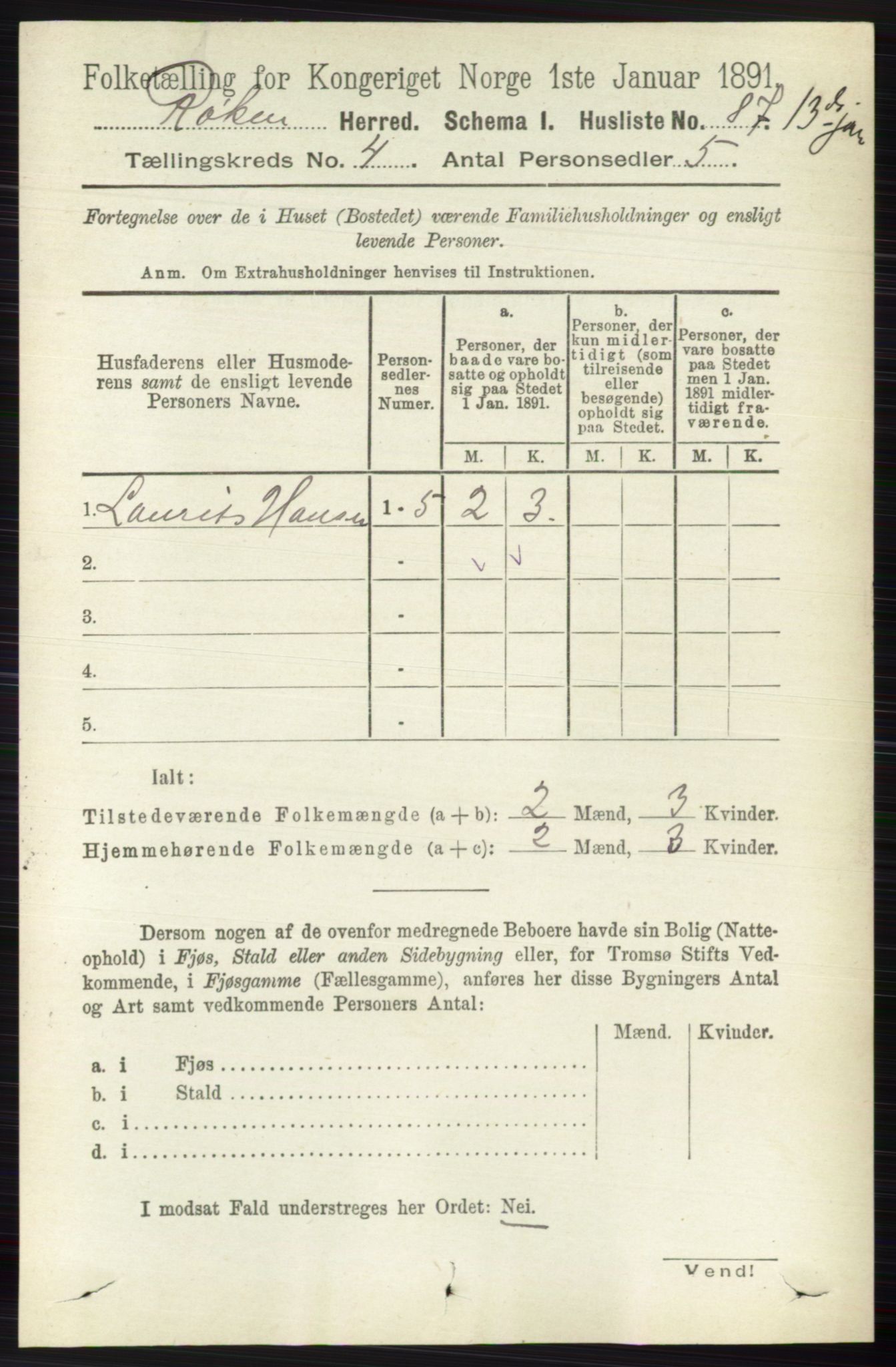 RA, 1891 census for 0627 Røyken, 1891, p. 1820