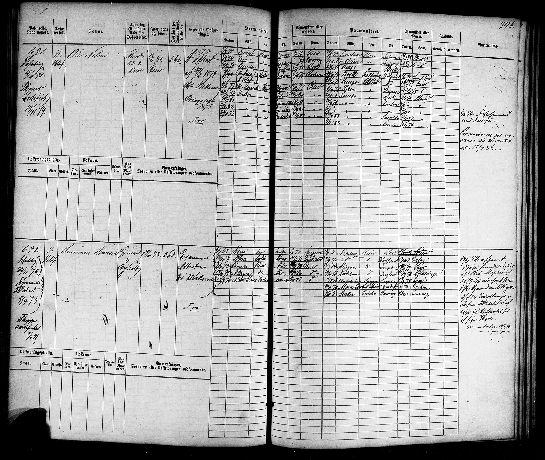 Risør mønstringskrets, AV/SAK-2031-0010/F/Fb/L0010: Hovedrulle nr 1-770, T-9, 1869-1890, p. 353