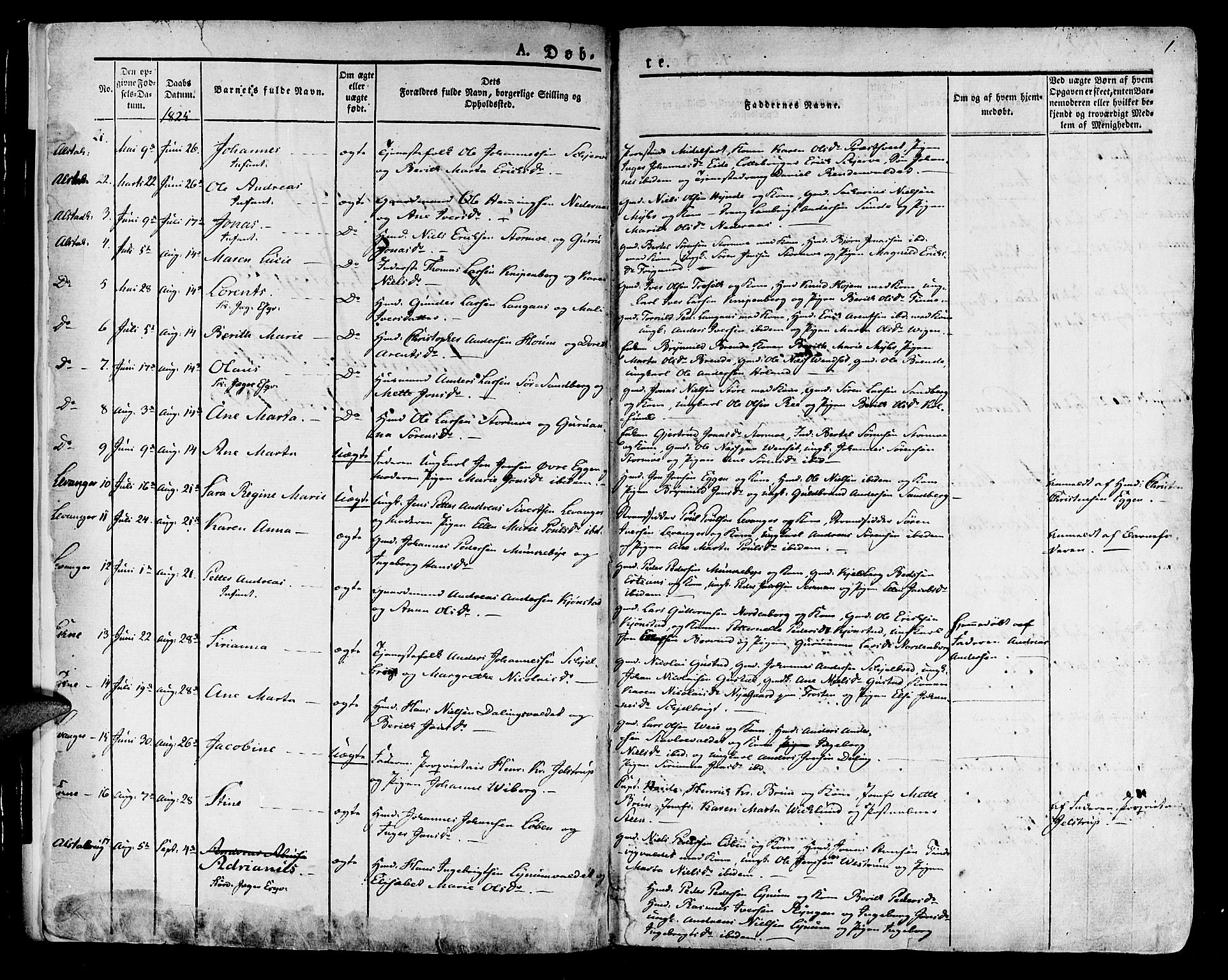 Ministerialprotokoller, klokkerbøker og fødselsregistre - Nord-Trøndelag, SAT/A-1458/717/L0152: Parish register (official) no. 717A05 /1, 1825-1836, p. 1