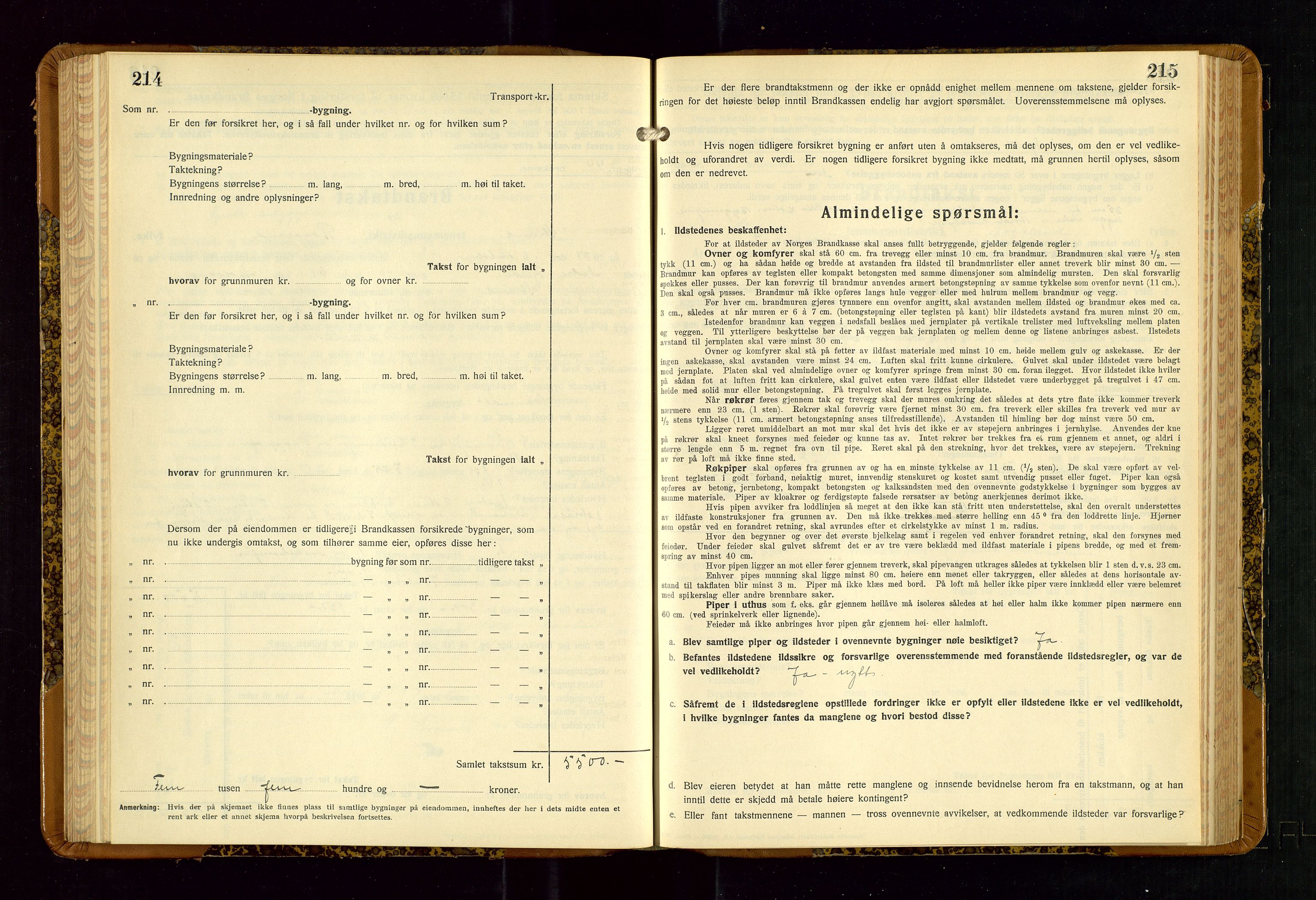 Strand og Forsand lensmannskontor, SAST/A-100451/Gob/L0001: Branntakstprotokoll, 1935-1942, p. 214-215