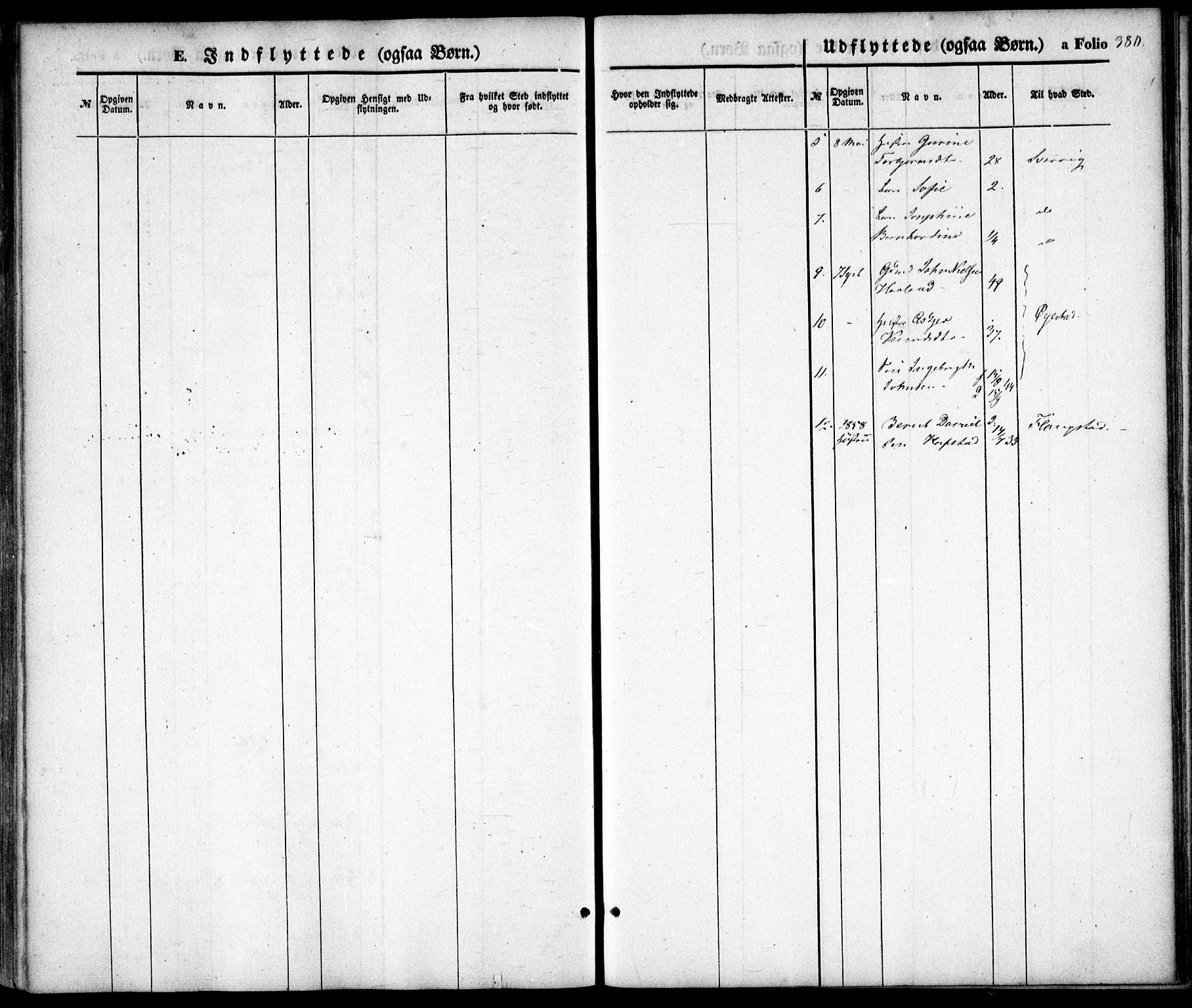 Hommedal sokneprestkontor, SAK/1111-0023/F/Fa/Fab/L0004: Parish register (official) no. A 4, 1848-1860, p. 380