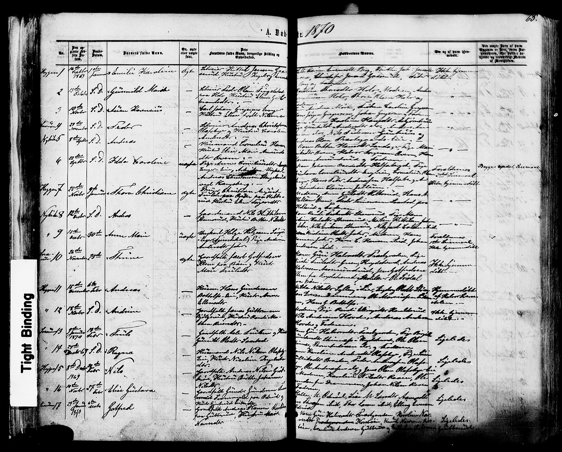 Modum kirkebøker, AV/SAKO-A-234/F/Fa/L0010: Parish register (official) no. 10, 1865-1876, p. 65