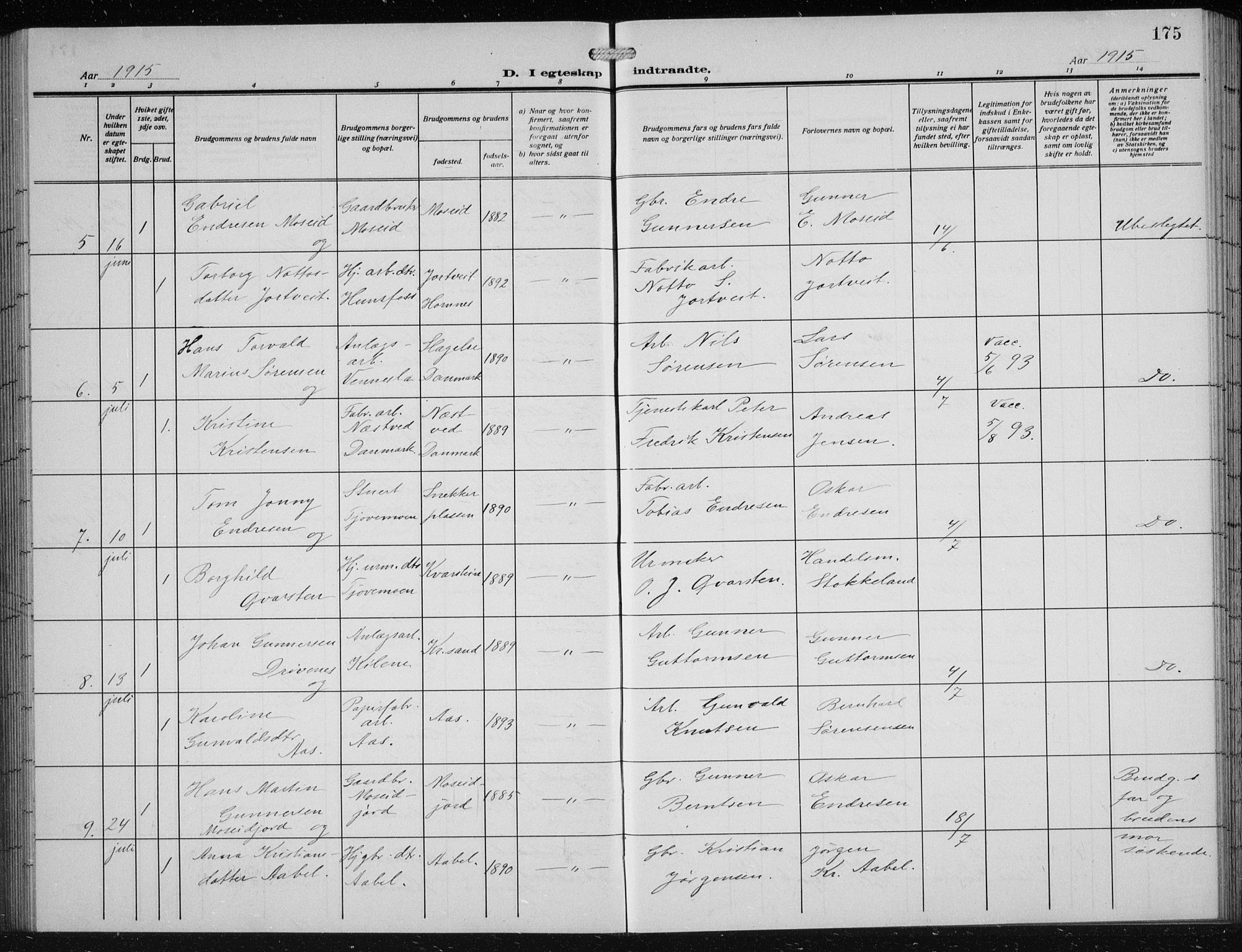 Vennesla sokneprestkontor, AV/SAK-1111-0045/Fb/Fbb/L0006: Parish register (copy) no. B 6, 1914-1921, p. 175