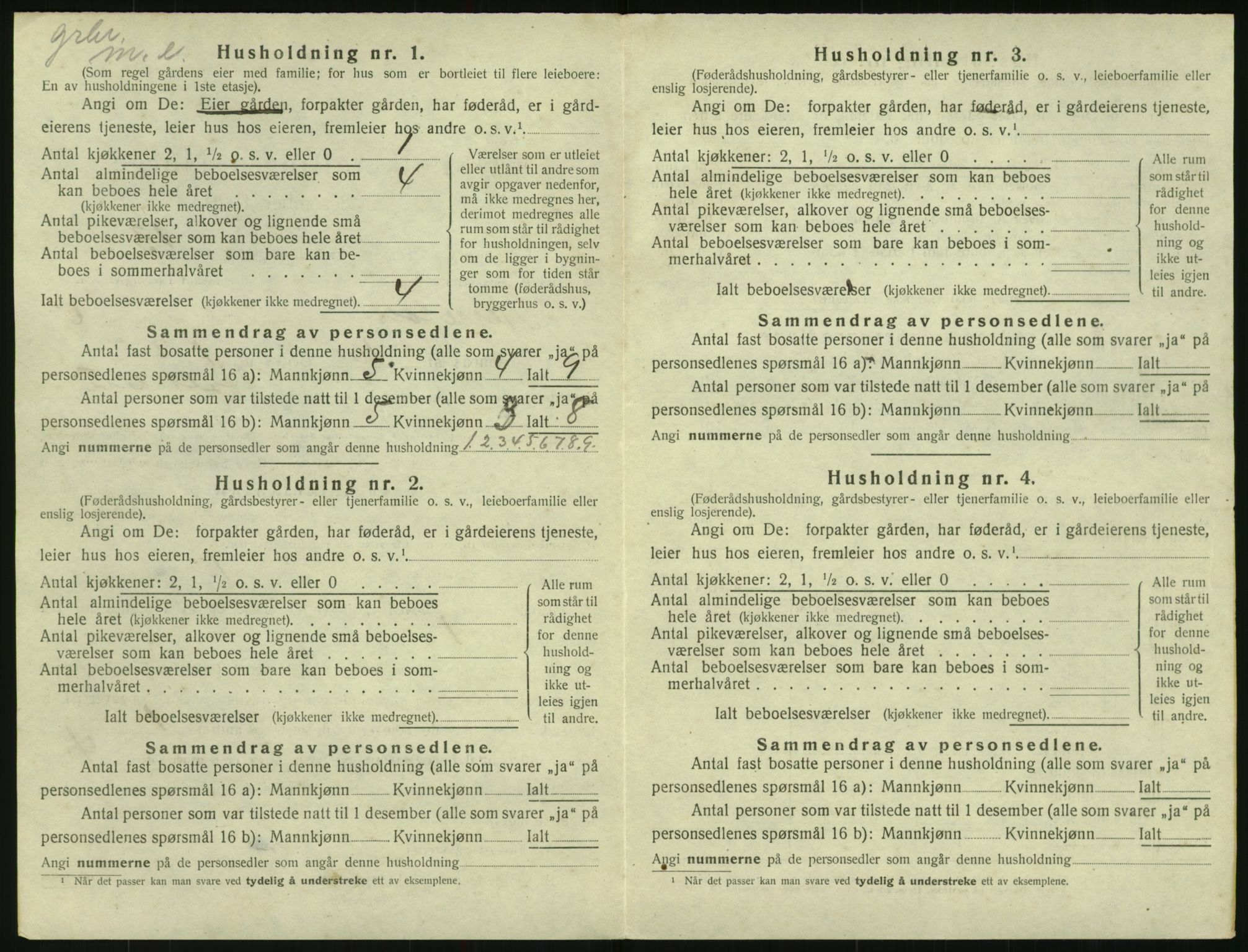 SAK, 1920 census for Herefoss, 1920, p. 157