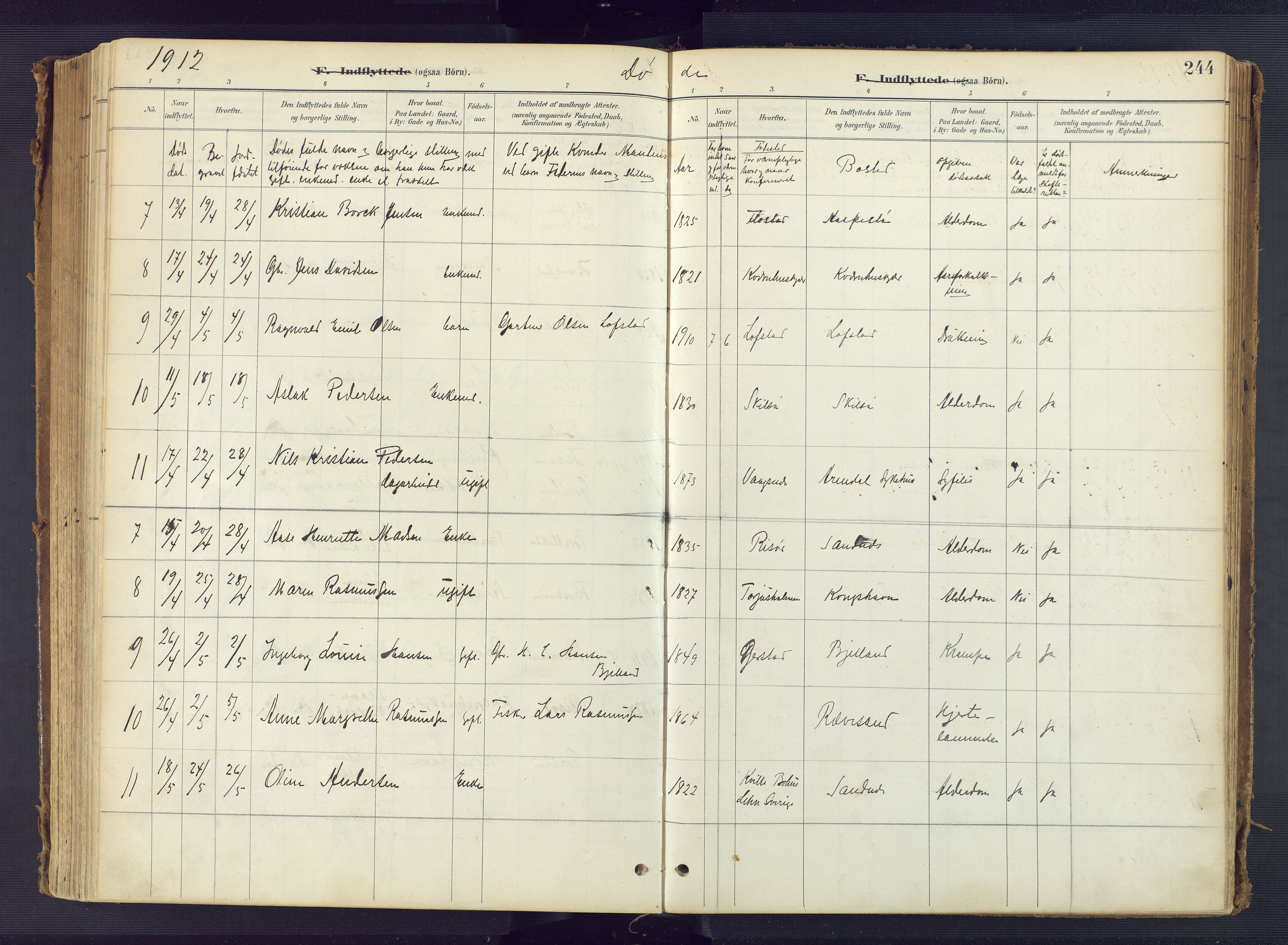 Tromøy sokneprestkontor, AV/SAK-1111-0041/F/Fa/L0010: Parish register (official) no. A 10, 1896-1912, p. 244