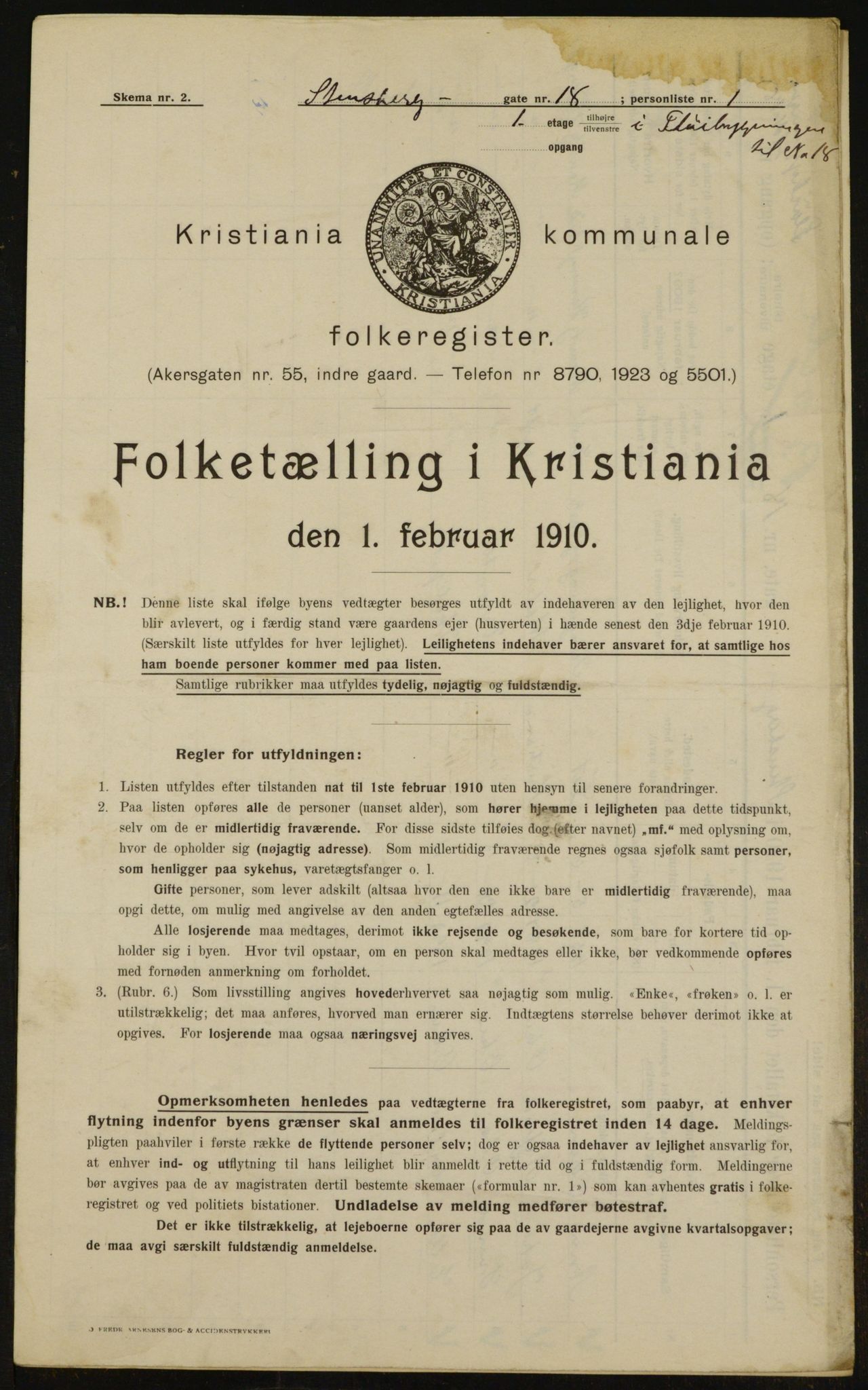 OBA, Municipal Census 1910 for Kristiania, 1910, p. 96463